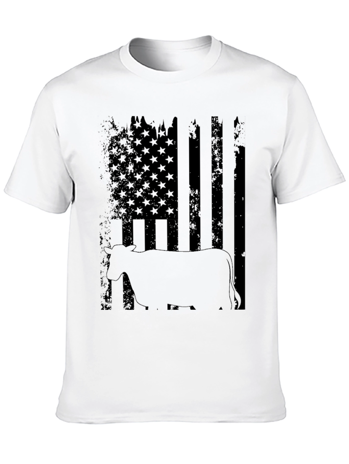 Distressed American Flag Cow Graphic Tee