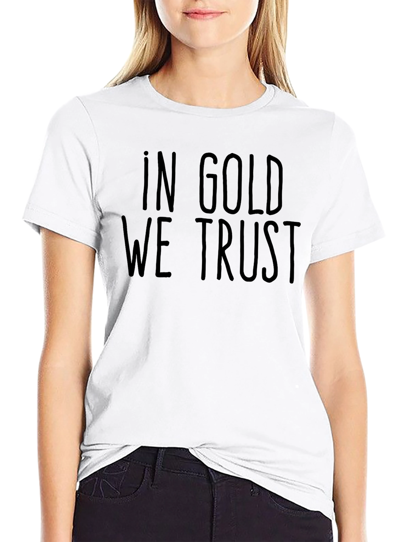 In Gold We Trust Black Graphic T-Shirt