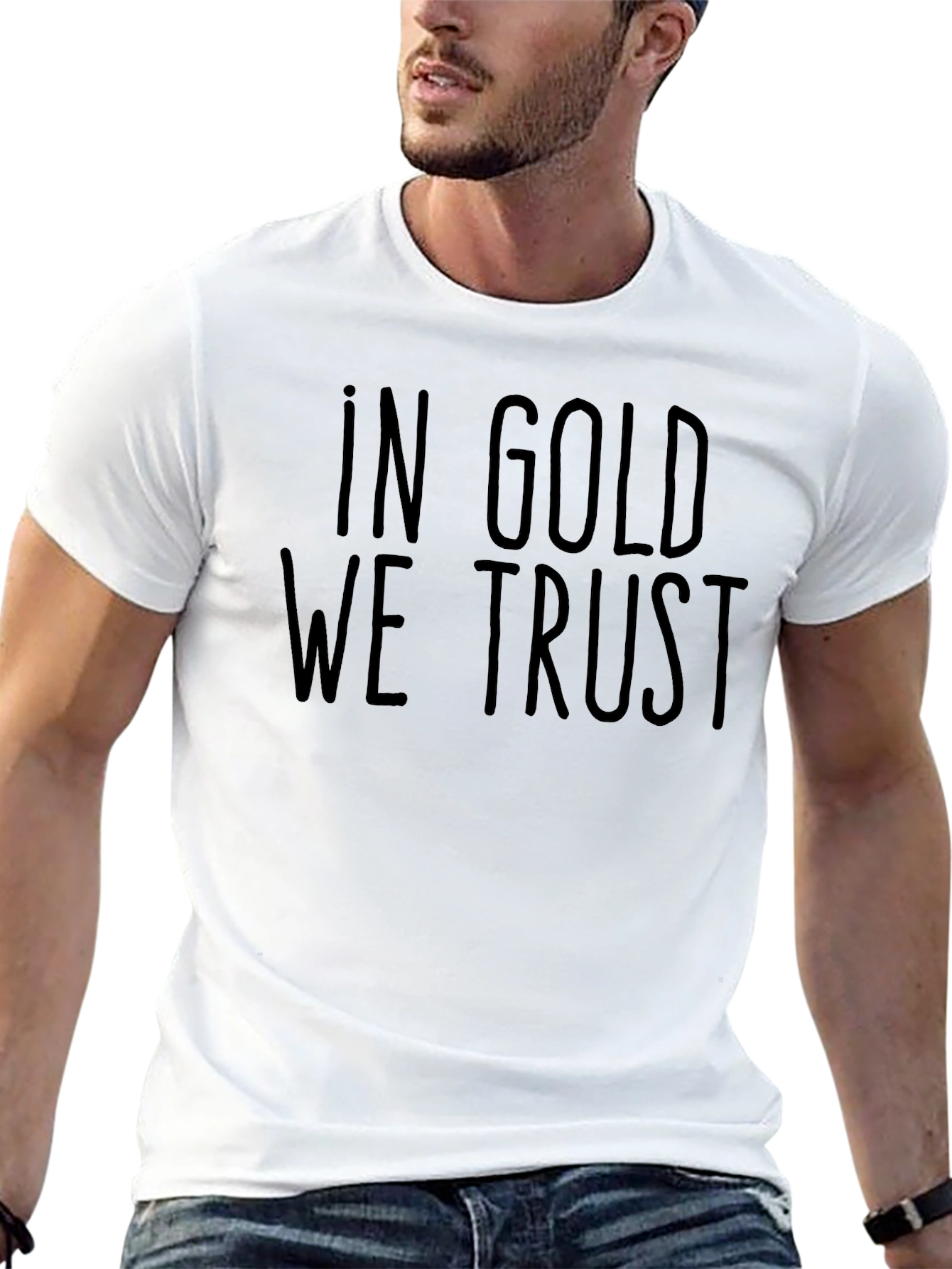 In Gold We Trust Black Graphic T-Shirt