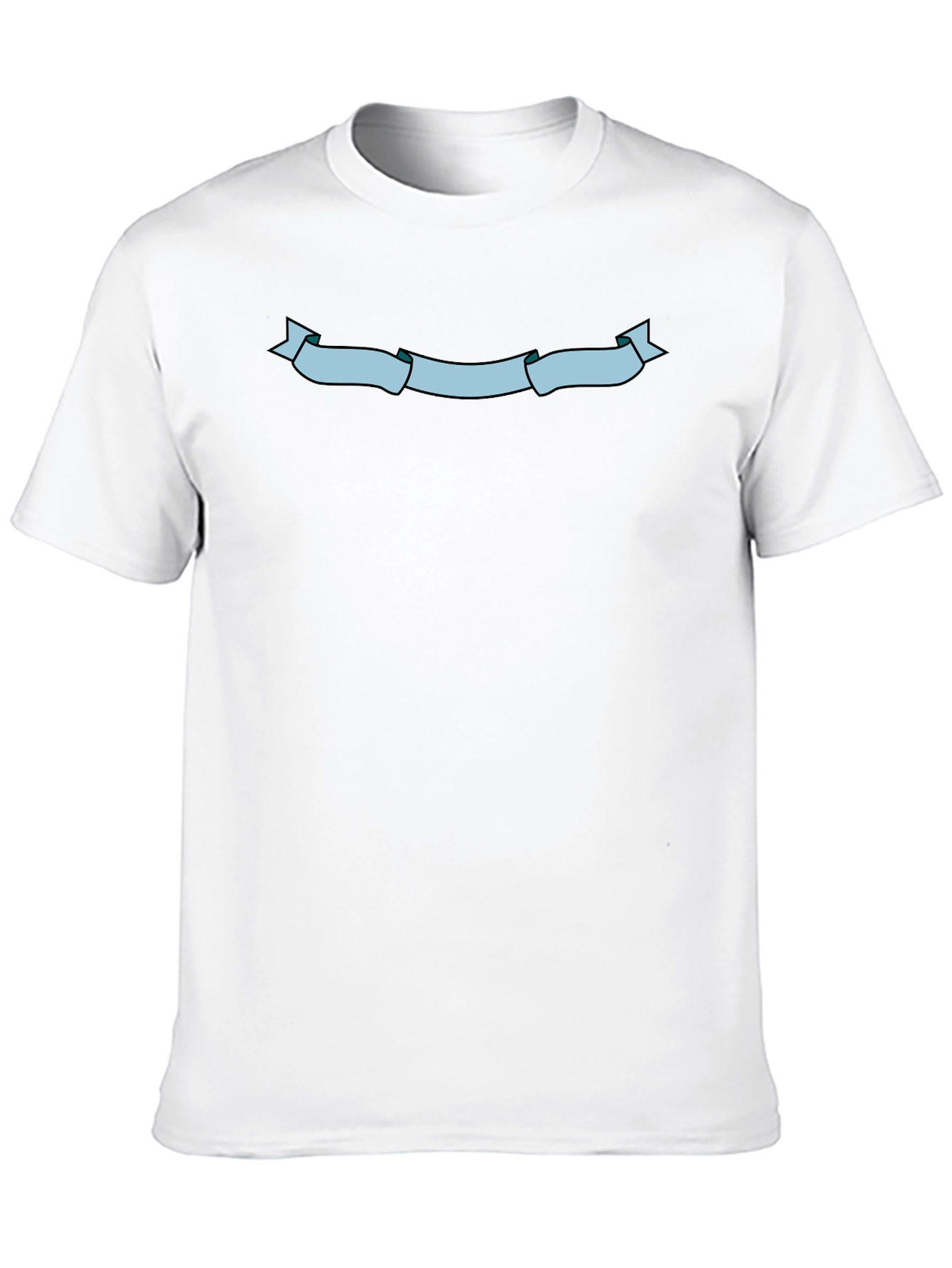 Mens Black T-Shirt with Light Blue Ribbon Graphic