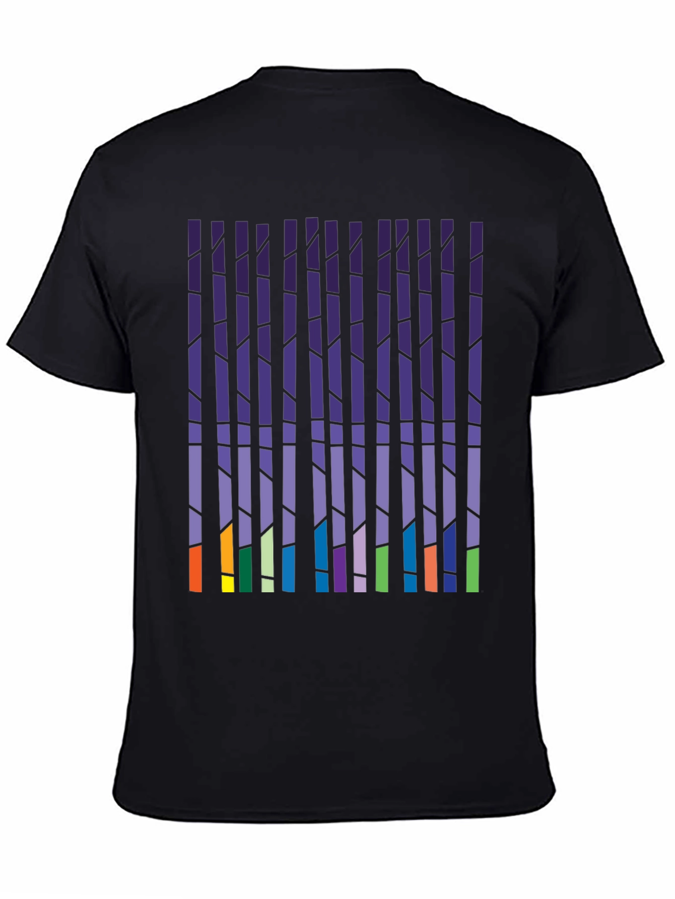 Abstract Vertical Blocks Graphic Tee - Soft Cotton Blend