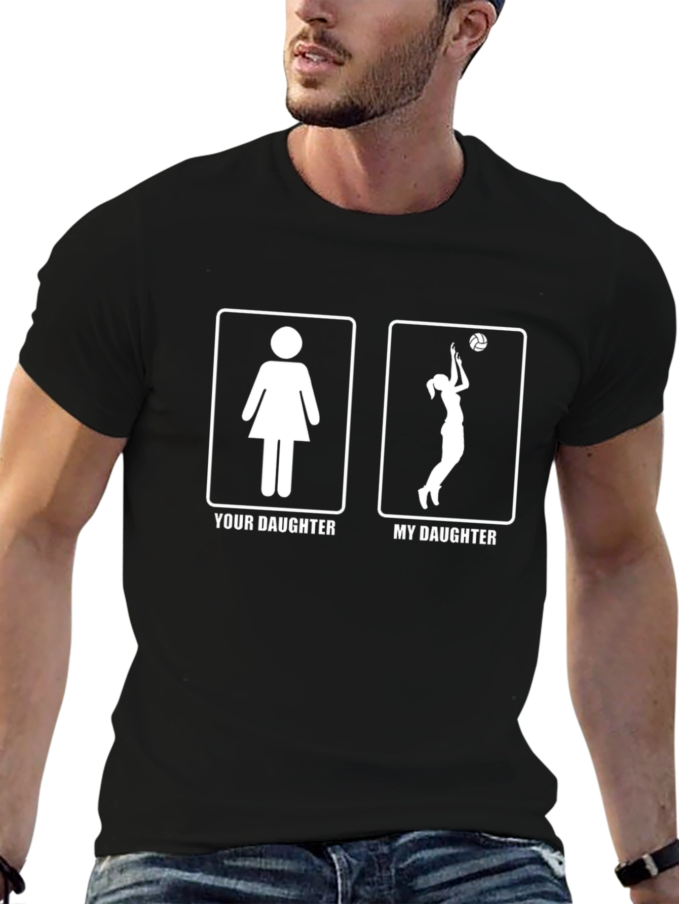 Volleyball Daughter Graphic Tee - Black Cotton T-Shirt
