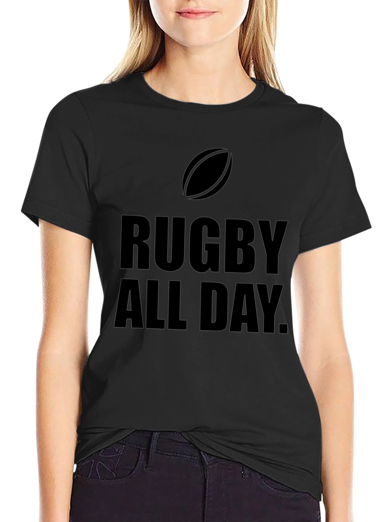 Rugby All Day Black Graphic Tee