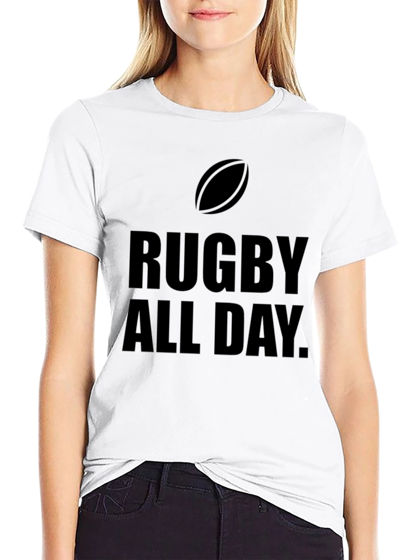 Rugby All Day Black Graphic Tee