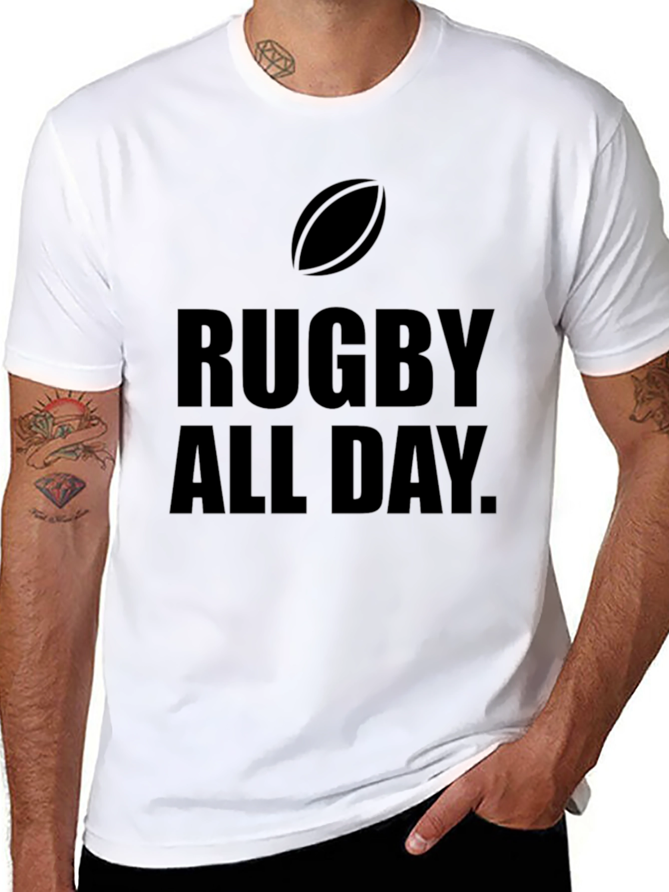 Rugby All Day Black Graphic Tee