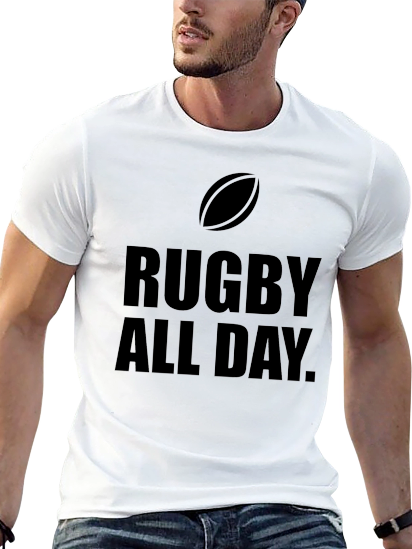 Rugby All Day Black Graphic Tee