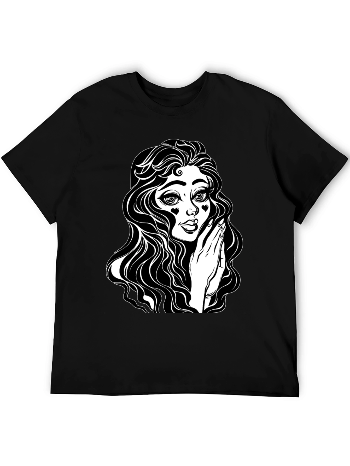 Gothic Girl Graphic Tee - Black Cotton T-Shirt