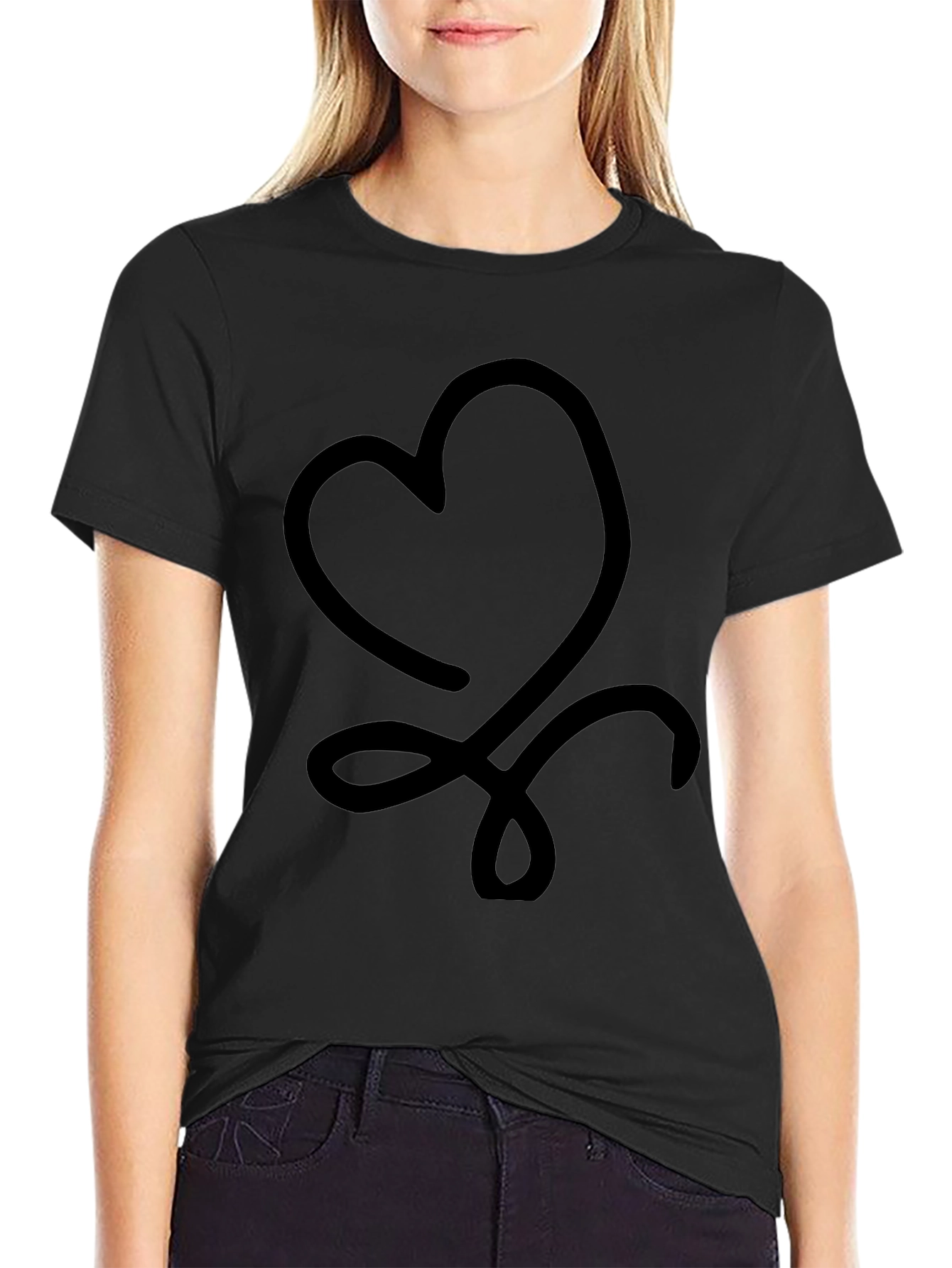 Heart Knot Graphic Black T-Shirt