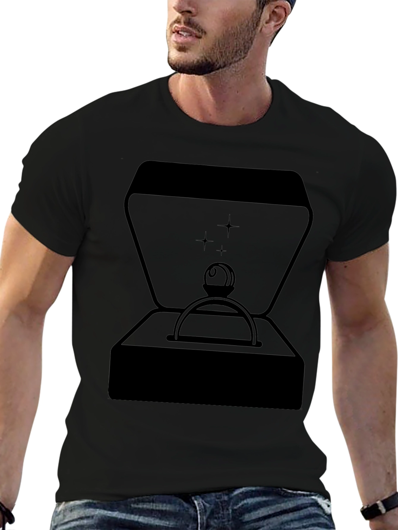 Ring Box Graphic Tee - Stylish Black T-Shirt