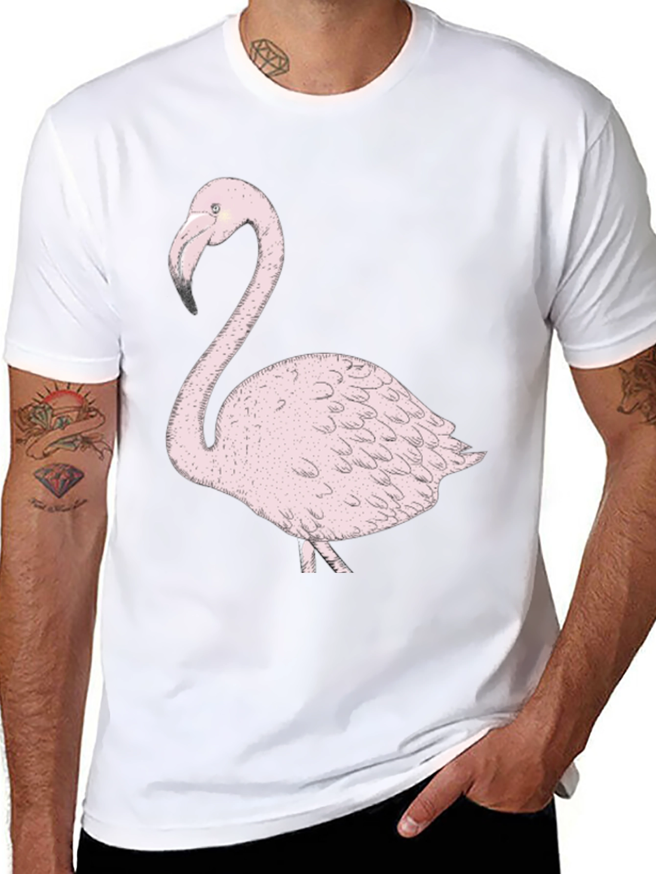 Flamingo Graphic Tee - Trendy Black T-Shirt