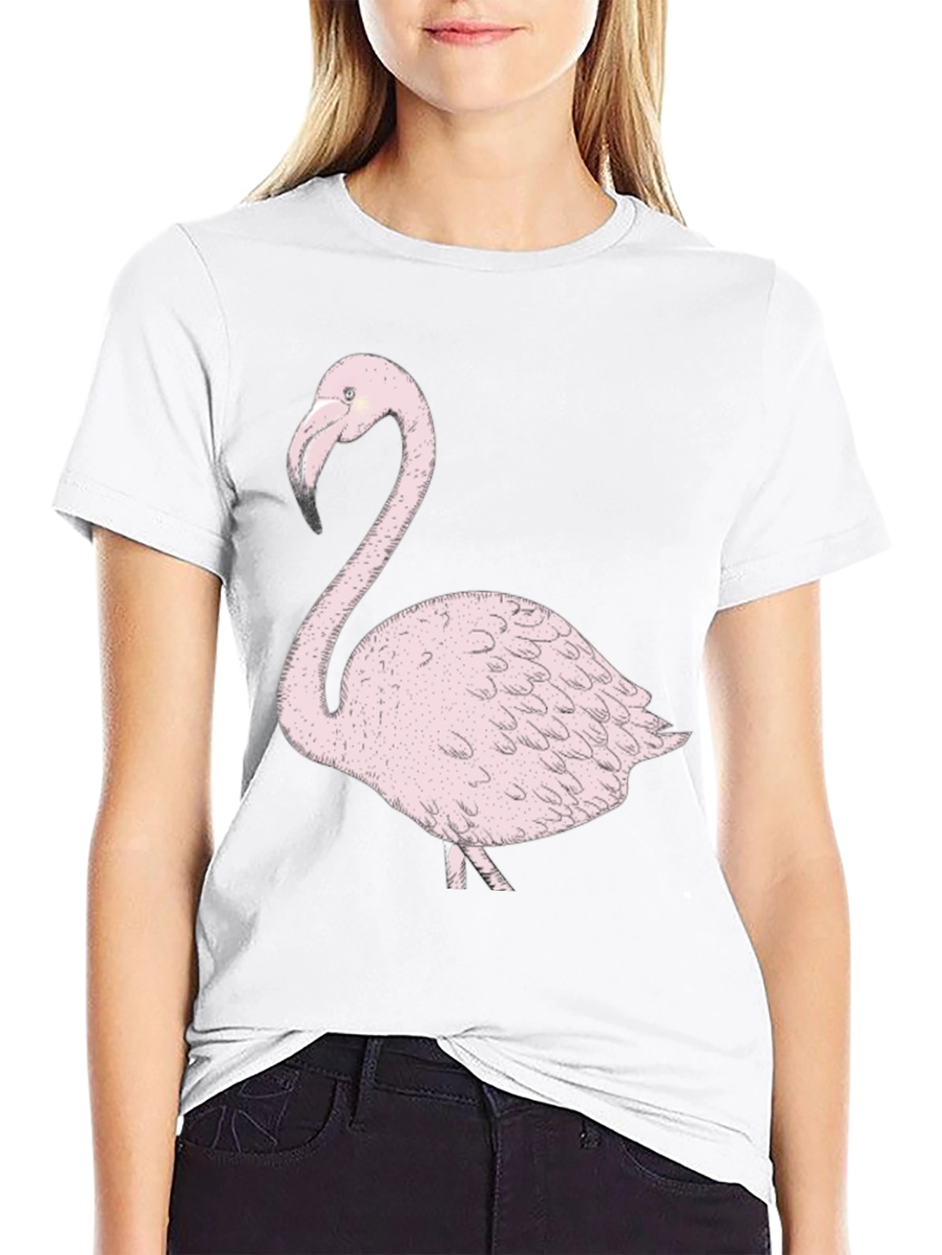 Flamingo Graphic Tee - Trendy Black T-Shirt