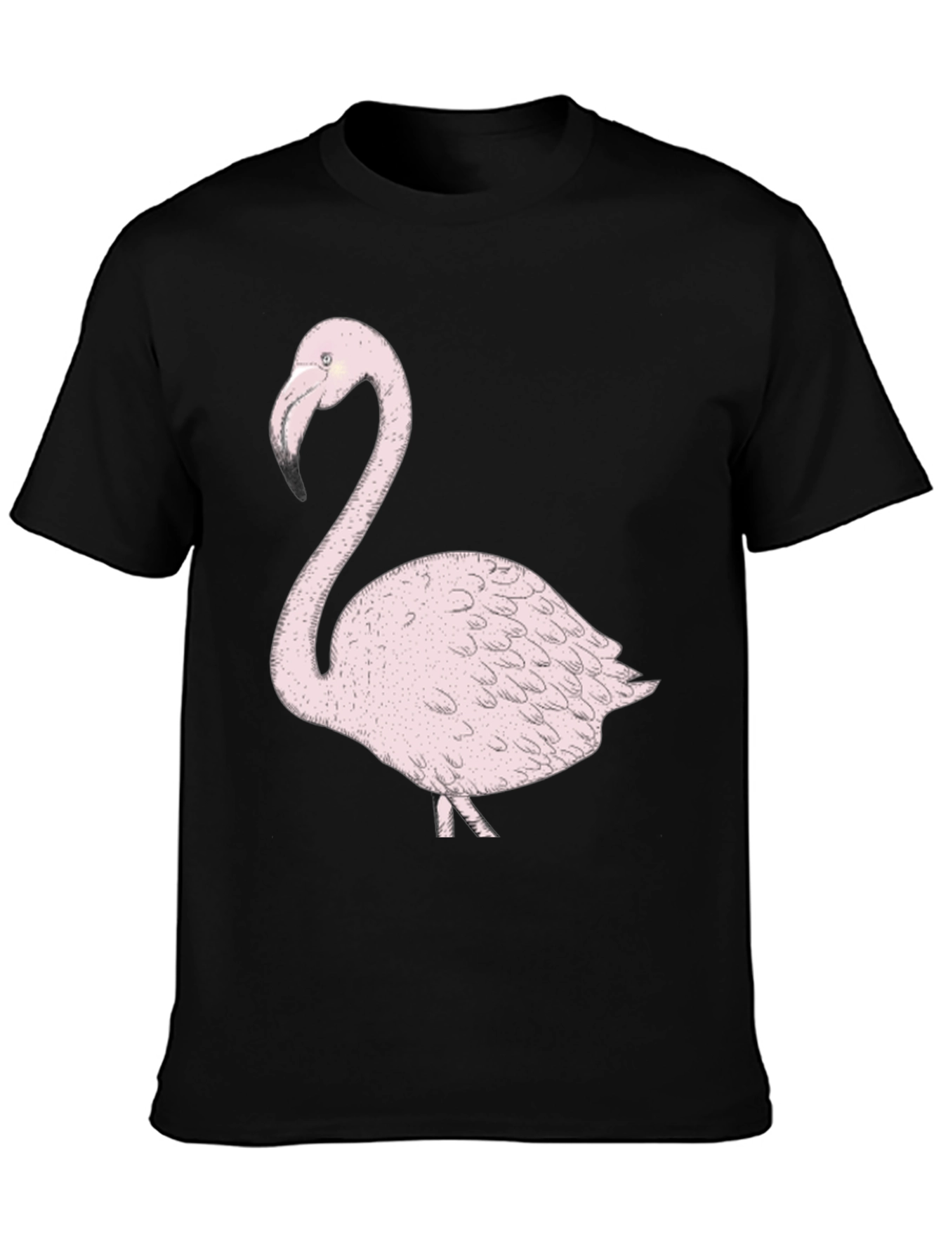 Flamingo Graphic Tee - Trendy Black T-Shirt