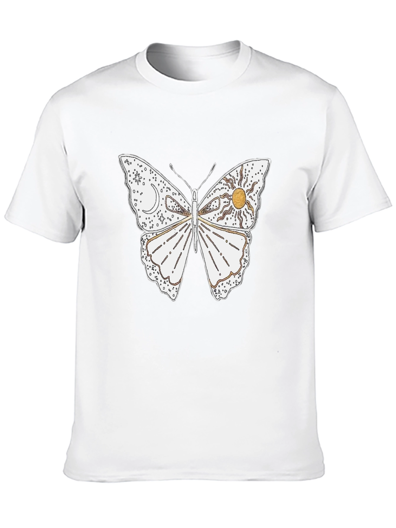 Celestial Butterfly Graphic T-Shirt - Black Cotton