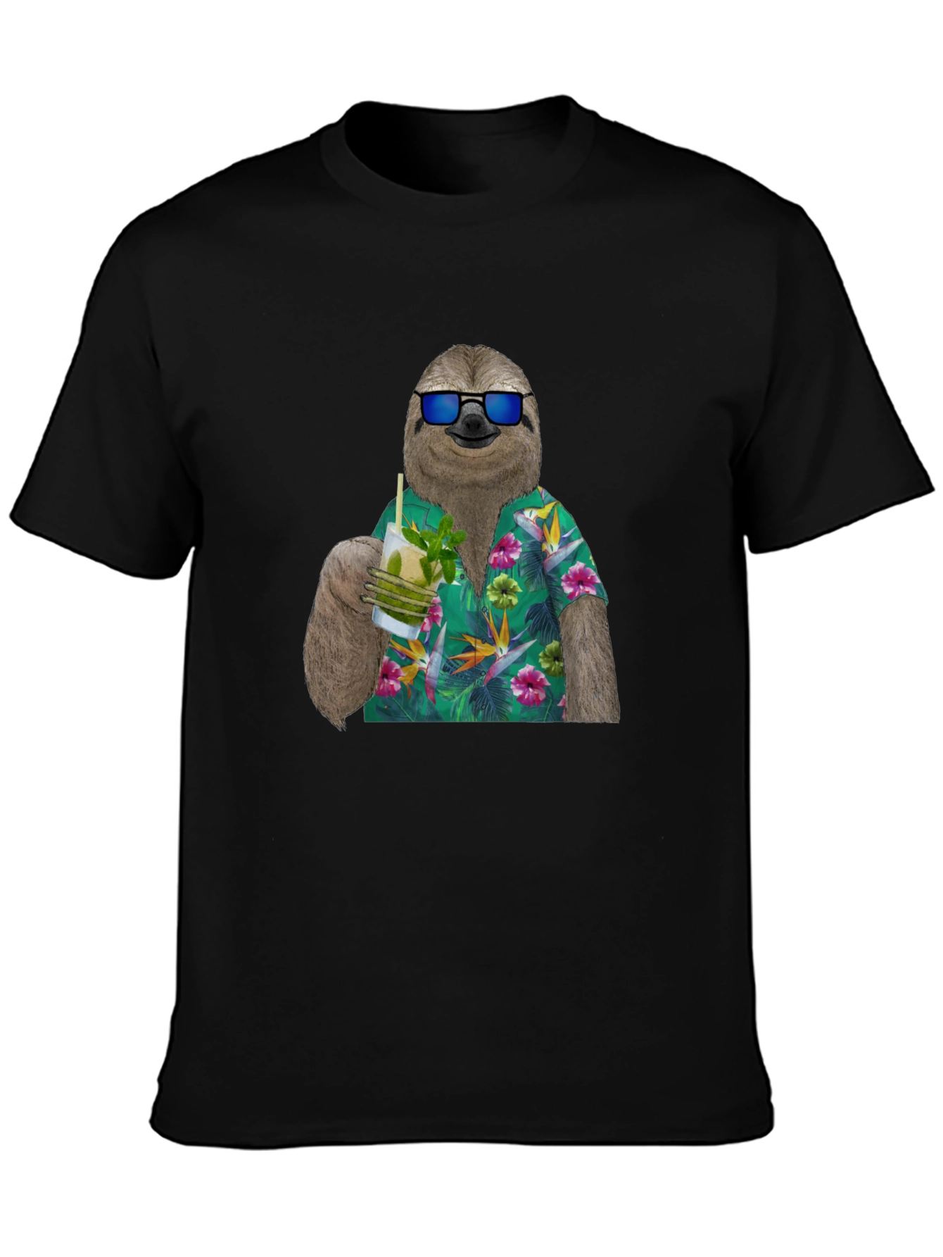 Sloth in Hawaiian Shirt Graphic Tee