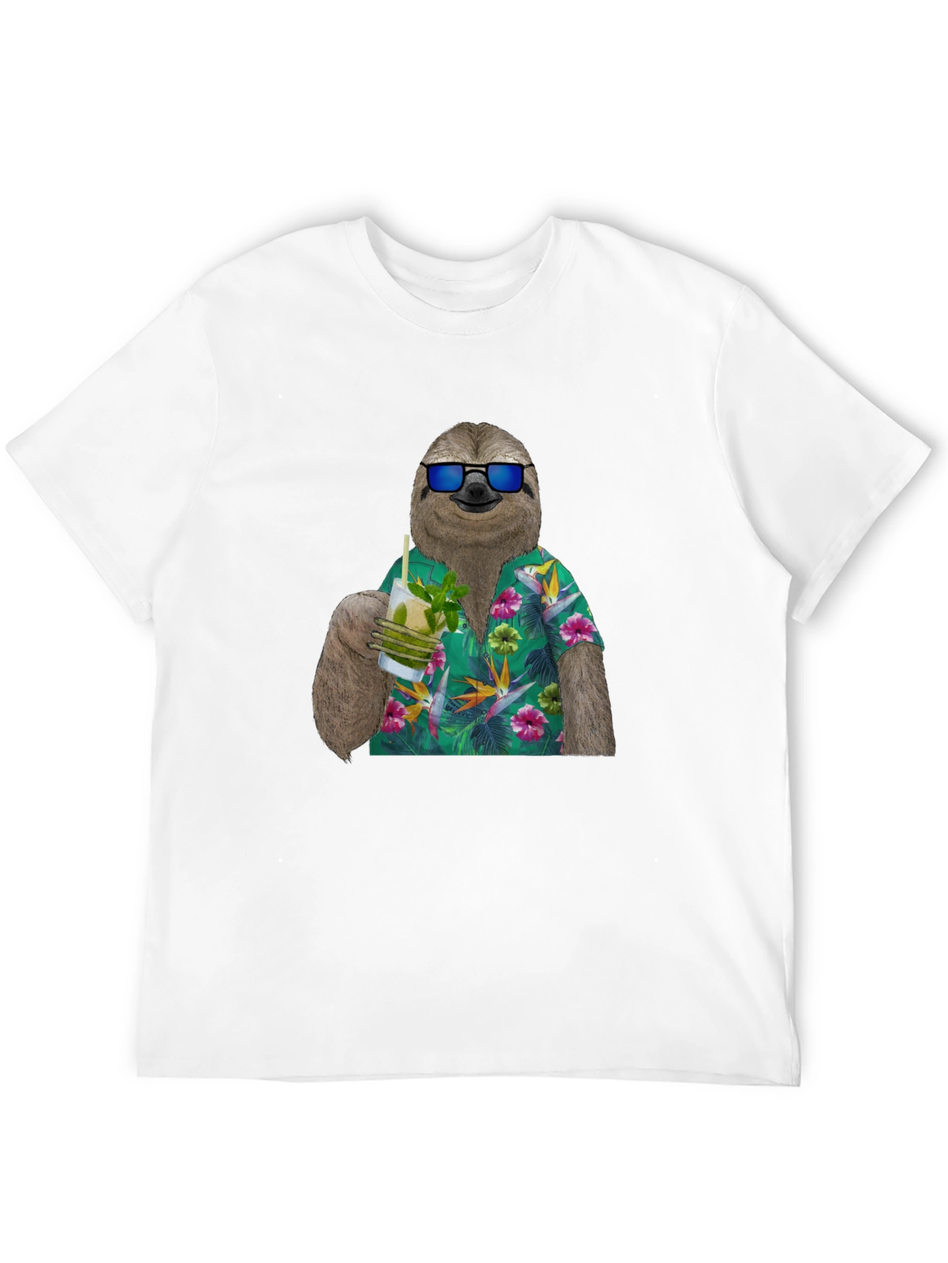 Sloth in Hawaiian Shirt Graphic Tee