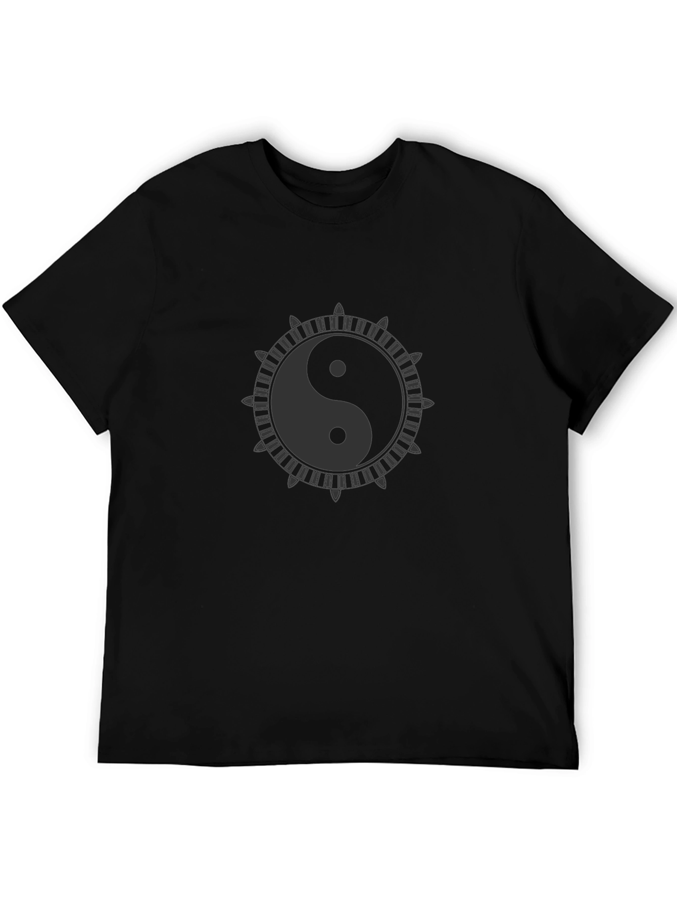 Yin Yang Symbol Graphic Print Black T-Shirt