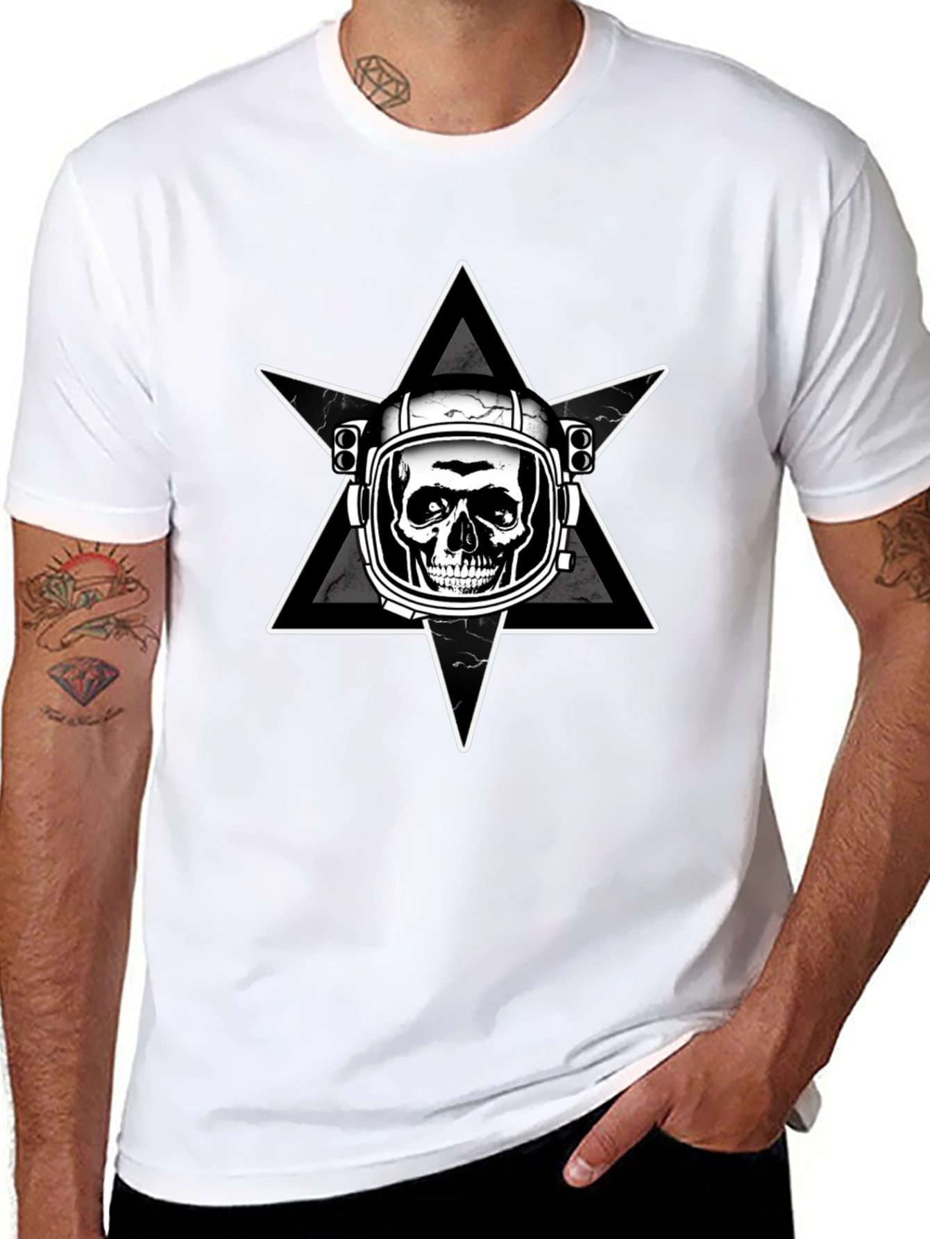 Astronaut Skull Graphic T-Shirt - Mens Black Tee