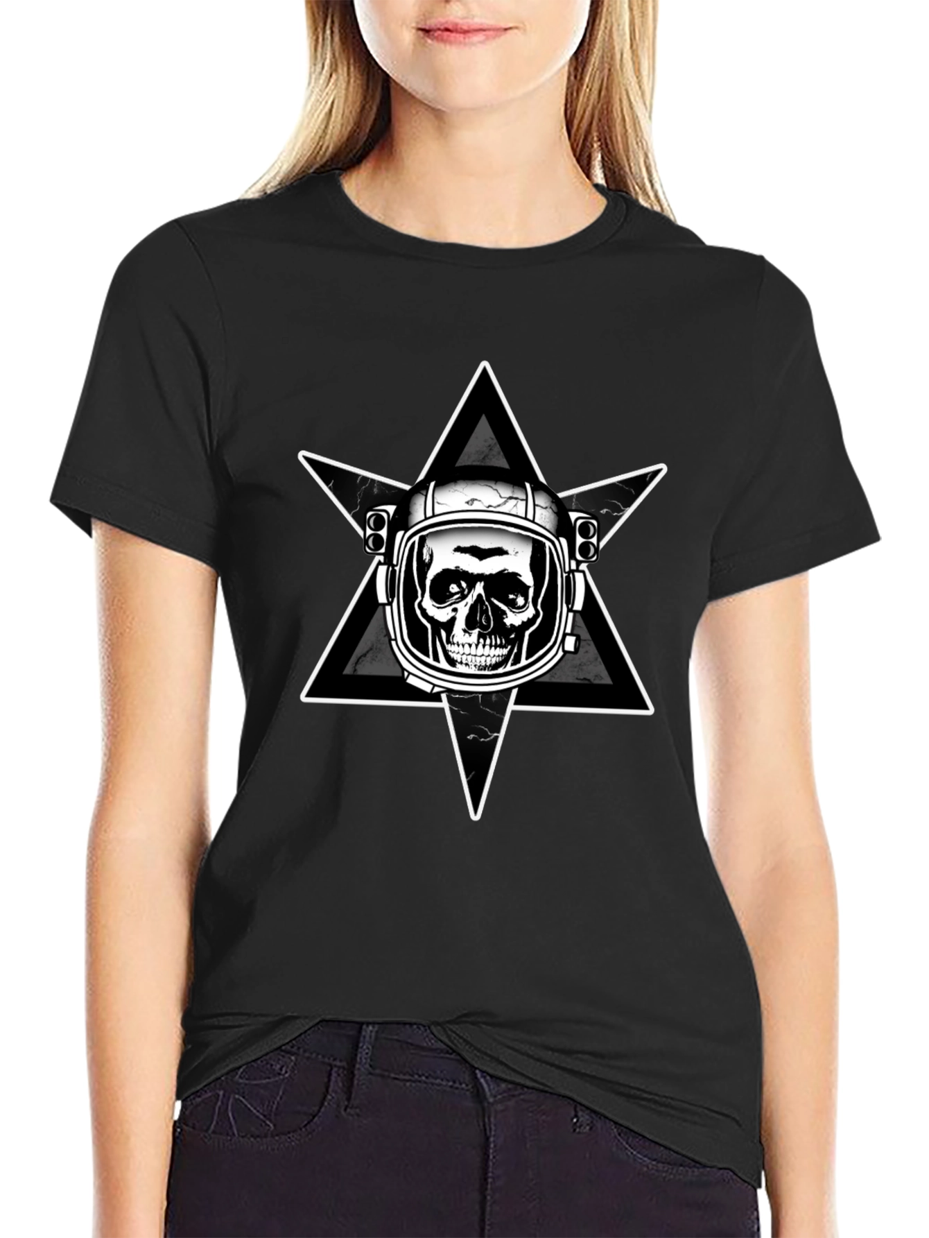 Astronaut Skull Graphic T-Shirt - Mens Black Tee