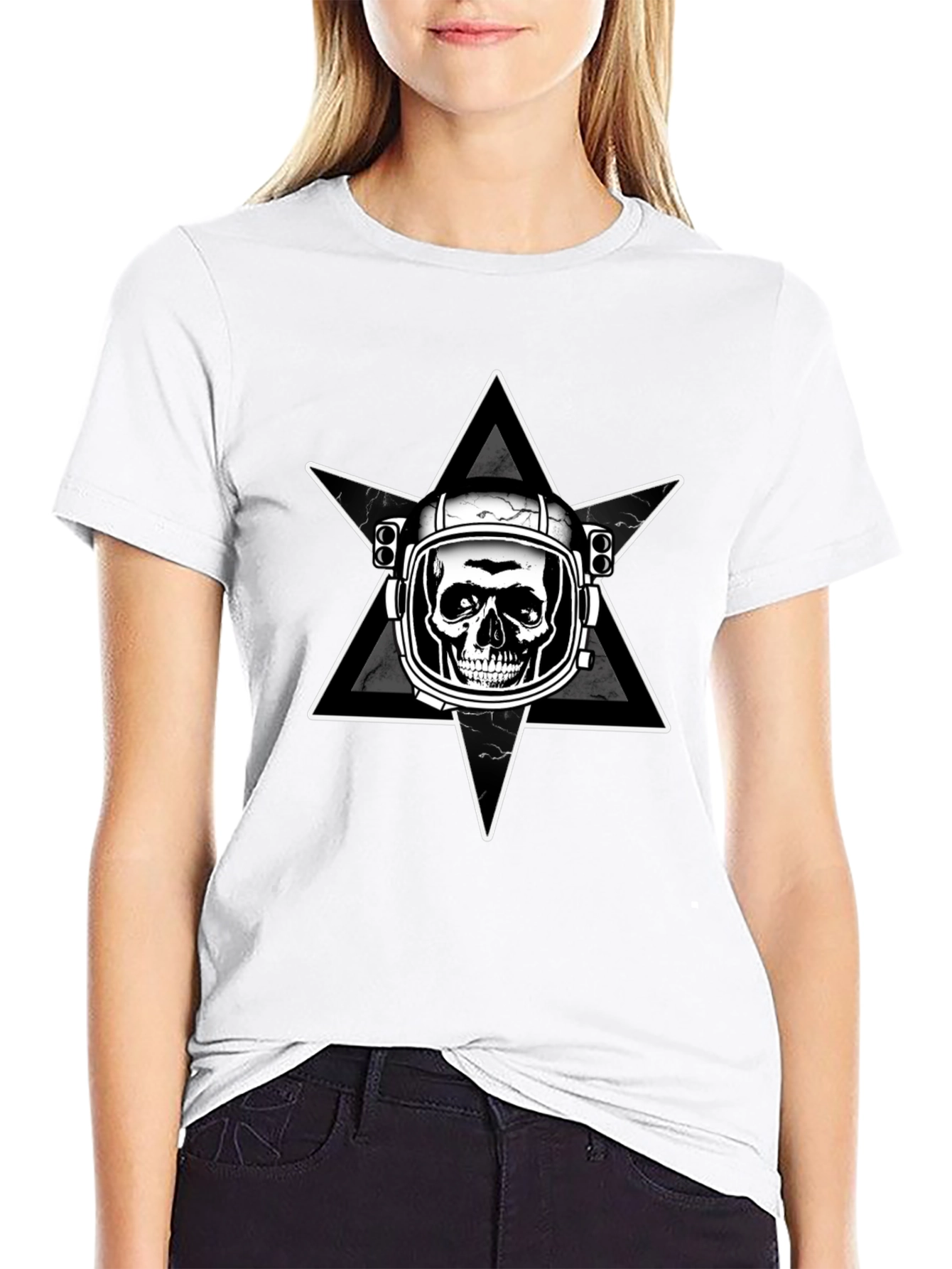 Astronaut Skull Graphic T-Shirt - Mens Black Tee