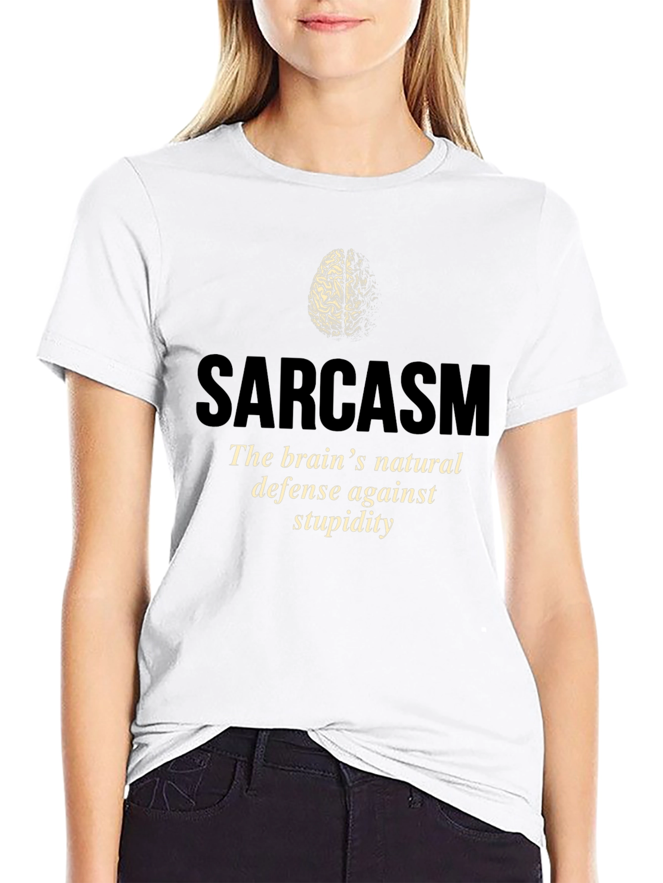 Sarcasm Brain Tee - Natural Defense Against Stupidity