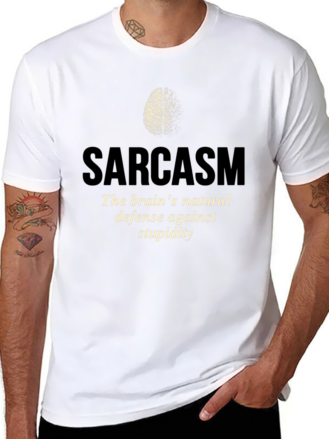 Sarcasm Brain Tee - Natural Defense Against Stupidity