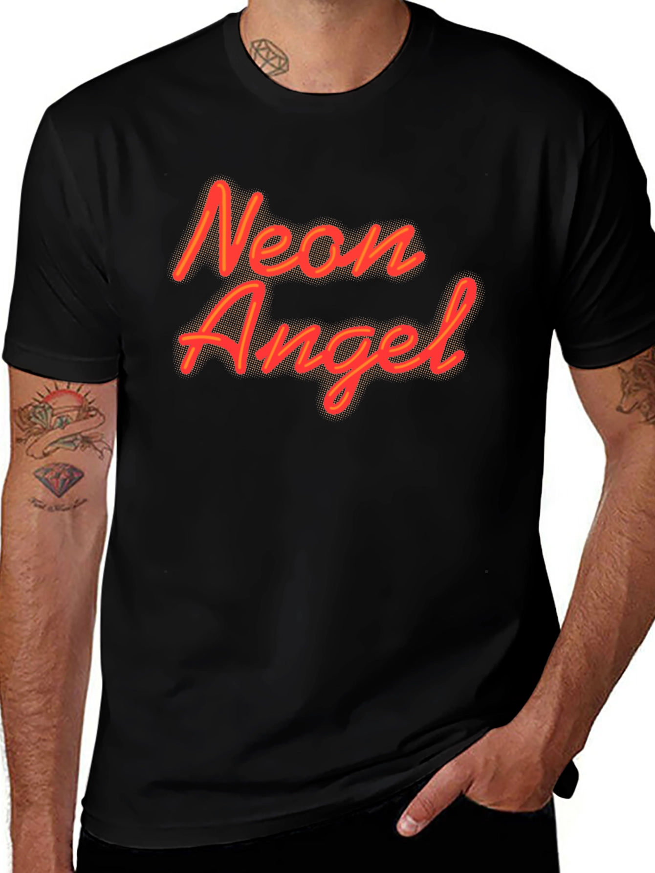 Neon Angel Black Graphic Tee