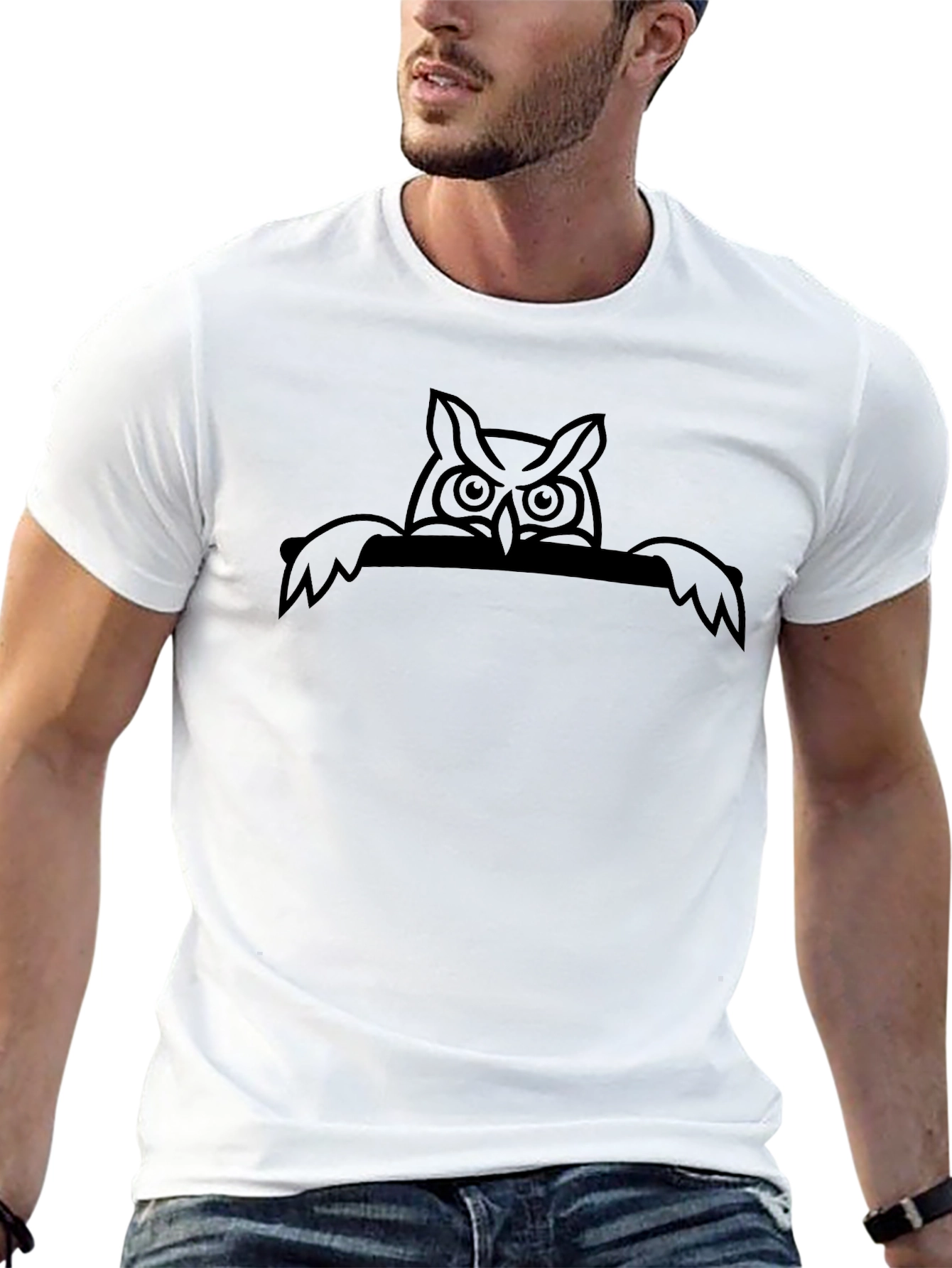 Black Owl Graphic Tee - Cool Bird T-Shirt