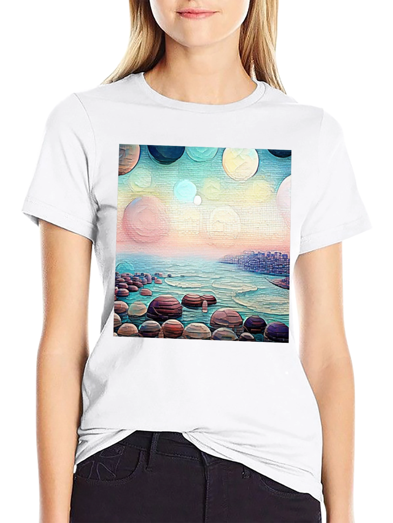 Coastal Dreams T-Shirt: Artistic Beachscape Design