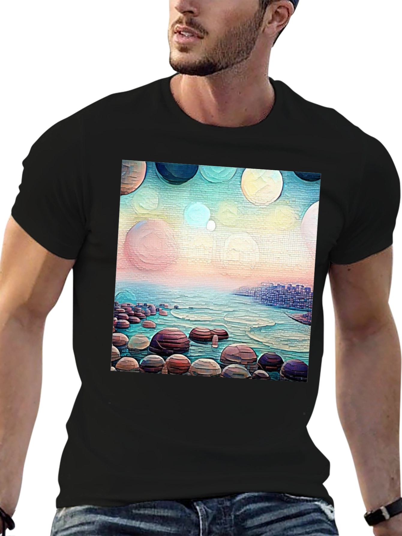 Coastal Dreams T-Shirt: Artistic Beachscape Design