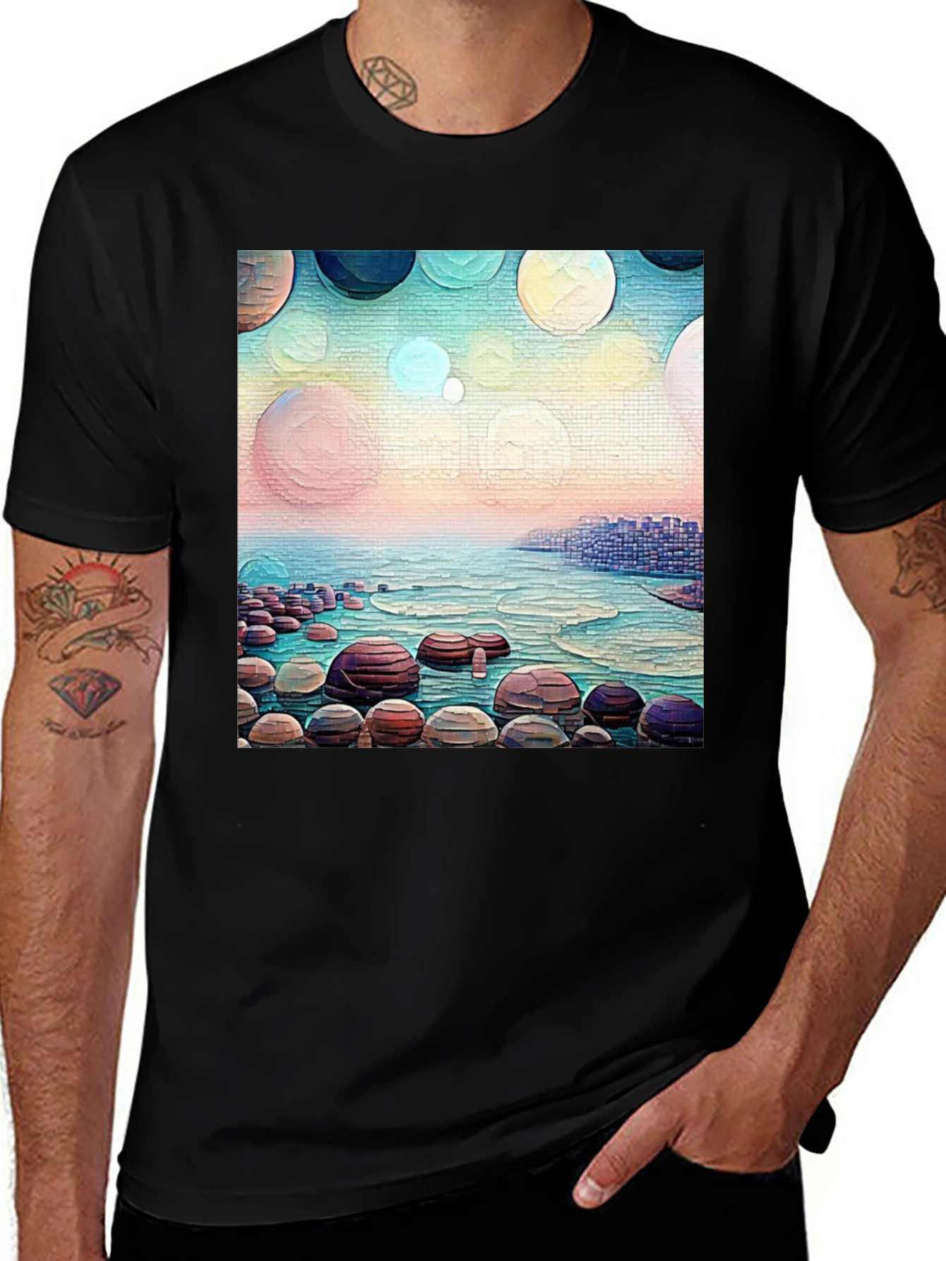 Coastal Dreams T-Shirt: Artistic Beachscape Design