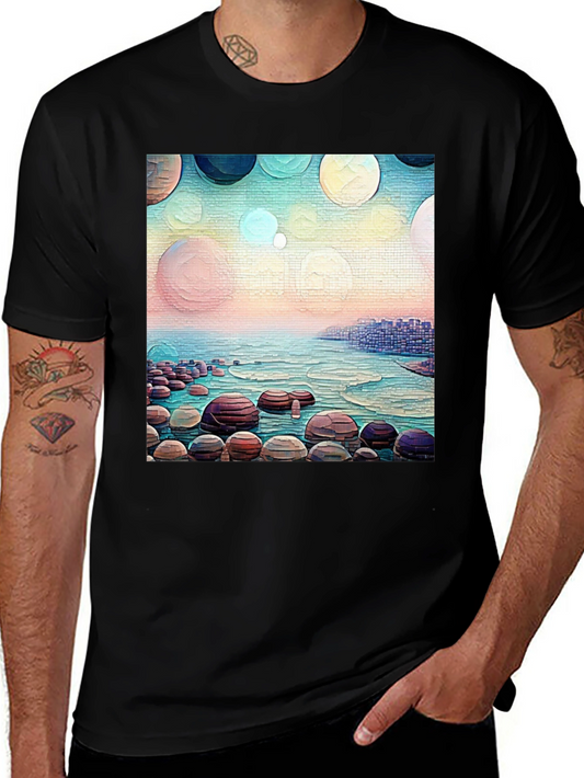 Coastal Dreams T-Shirt: Artistic Beachscape Design