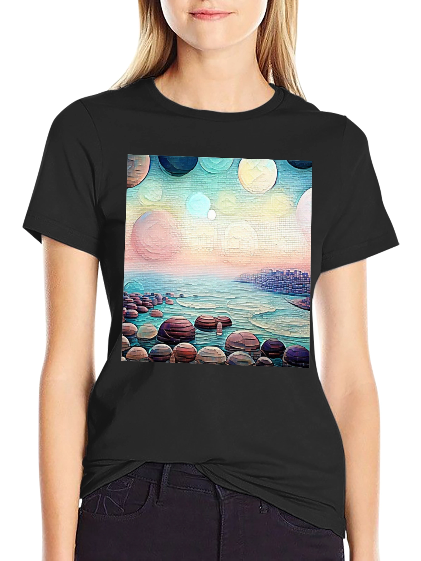 Coastal Dreams T-Shirt: Artistic Beachscape Design