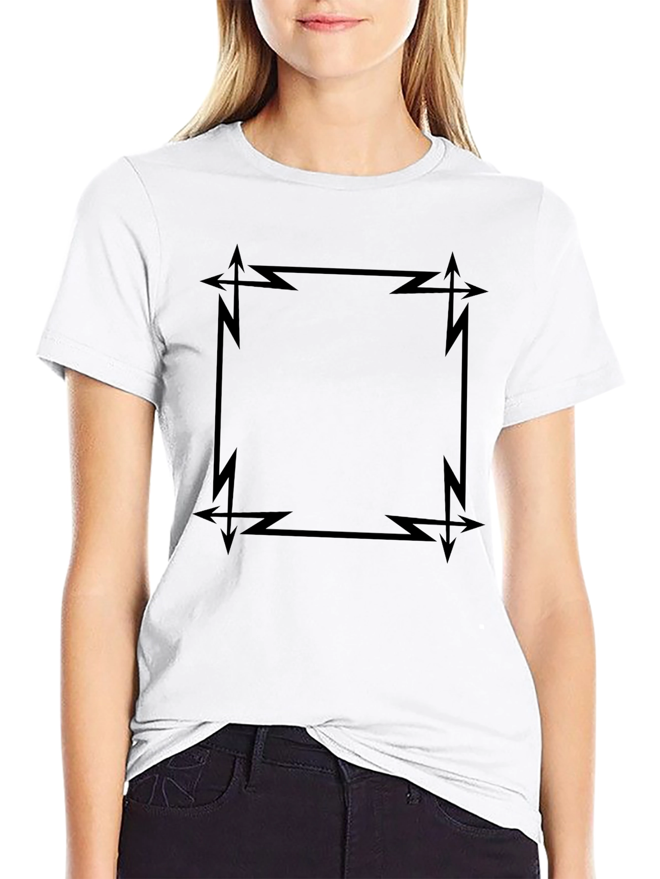 Edgy Geometric Graphic Black T-Shirt