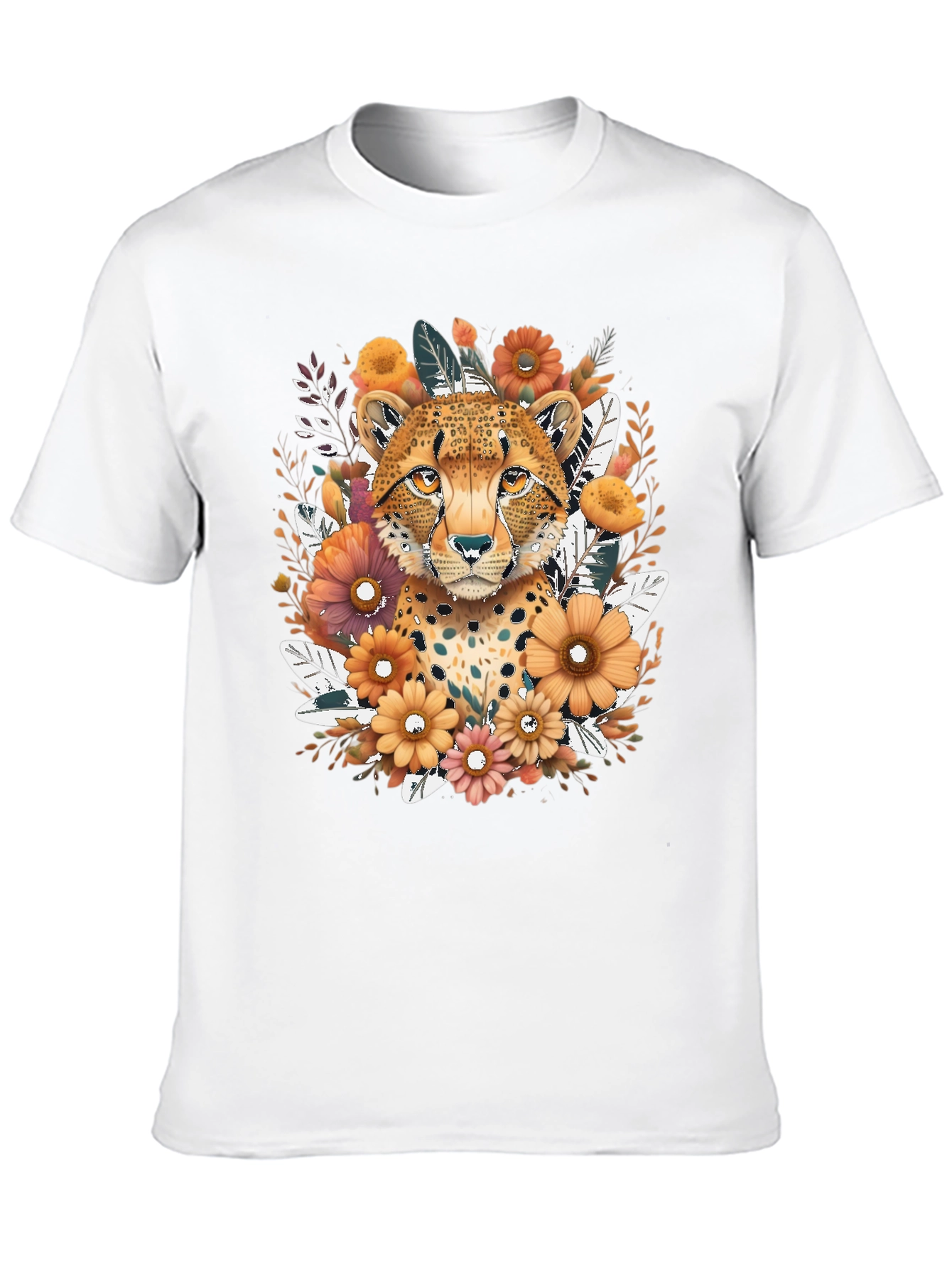 Cheetah Floral Graphic Tee - Black