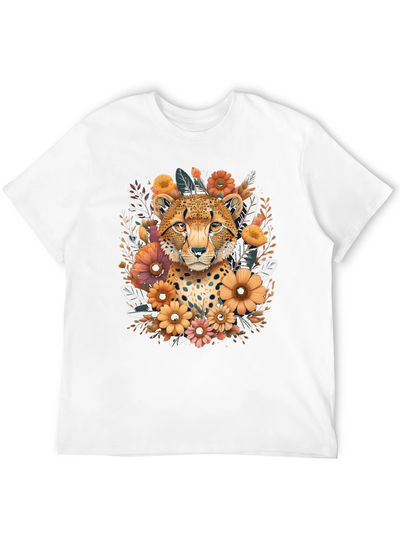 Cheetah Floral Graphic Tee - Black