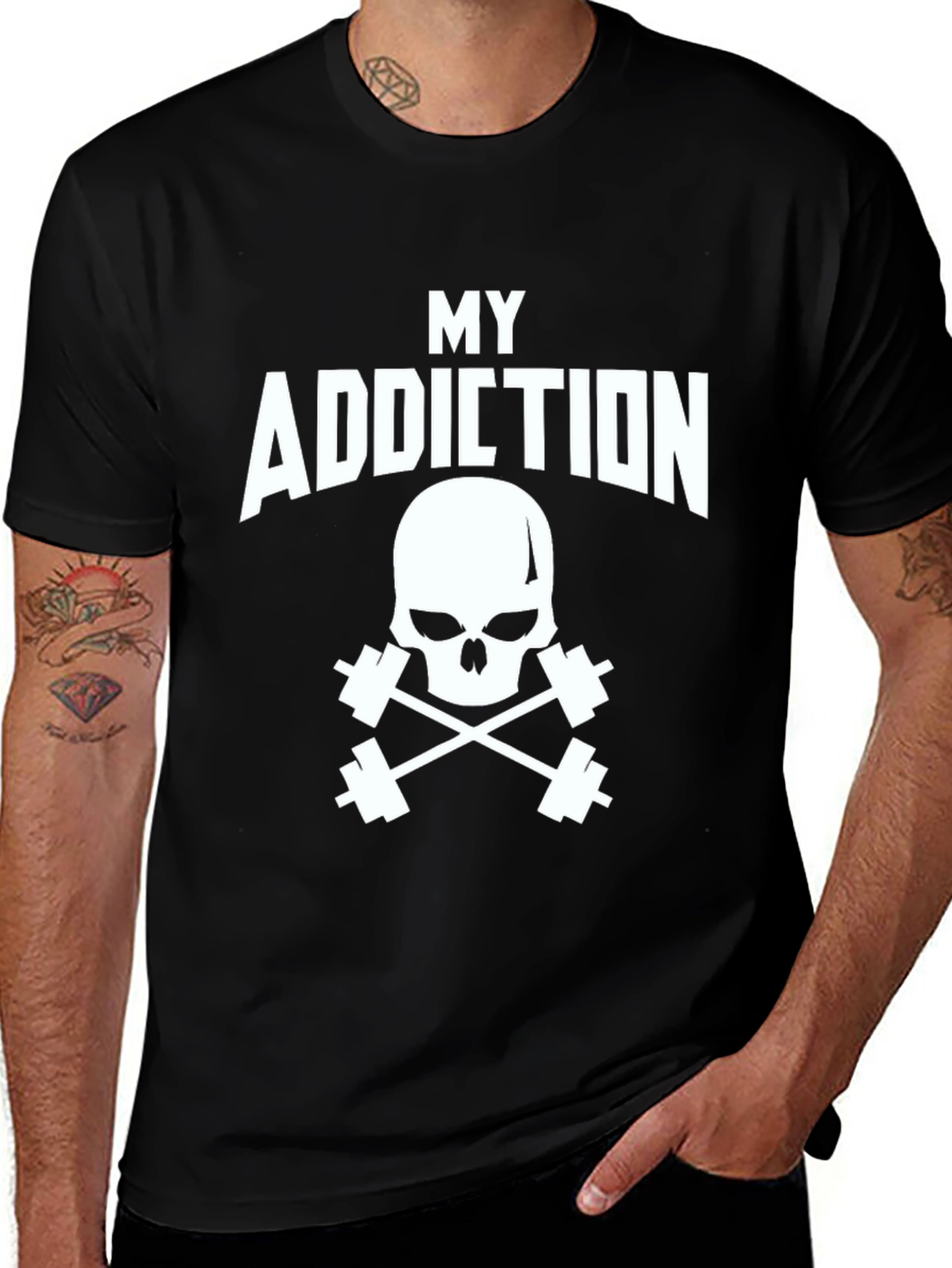My Addiction Skull & Dumbbell Black T-Shirt