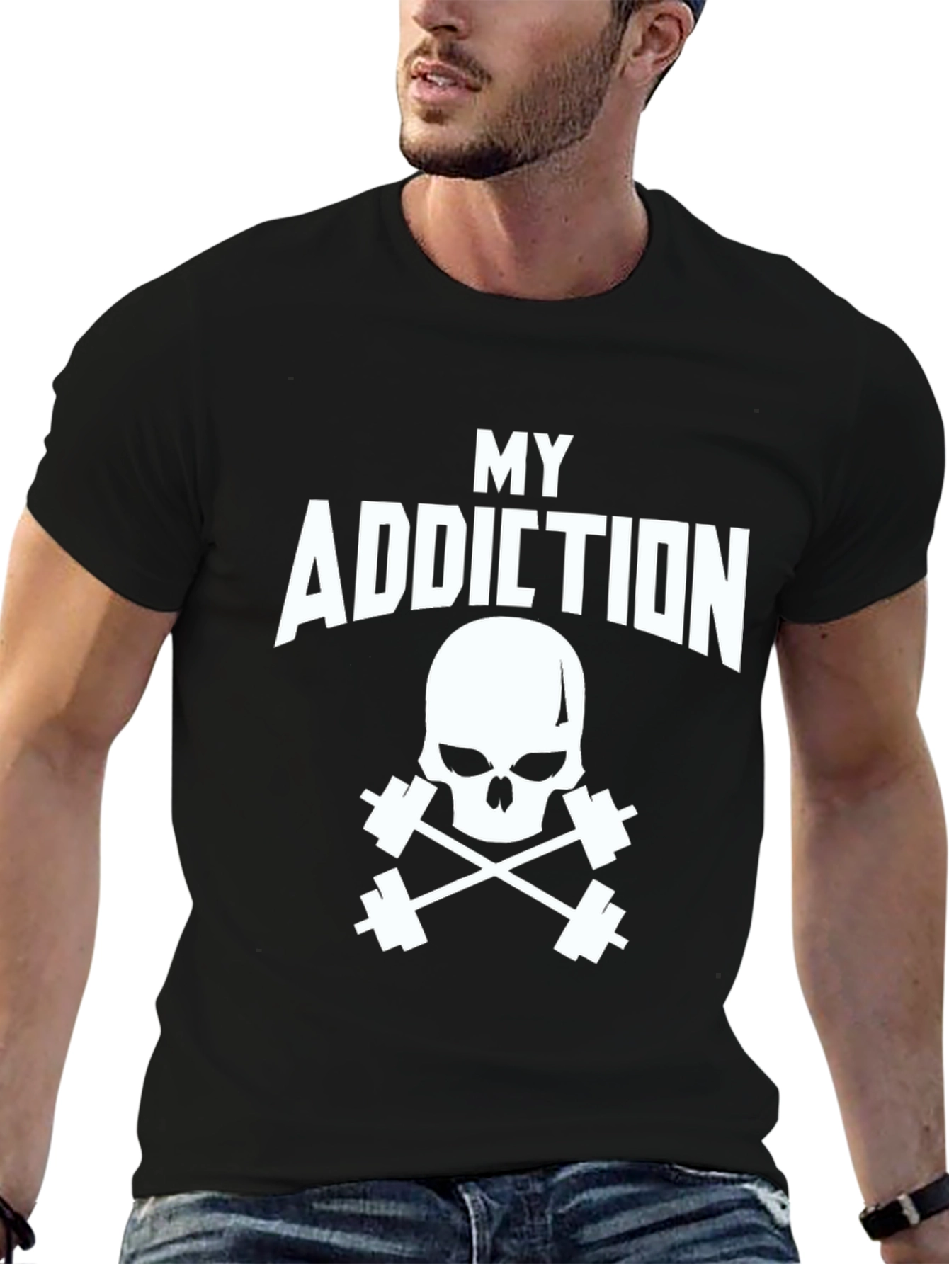 My Addiction Skull & Dumbbell Black T-Shirt