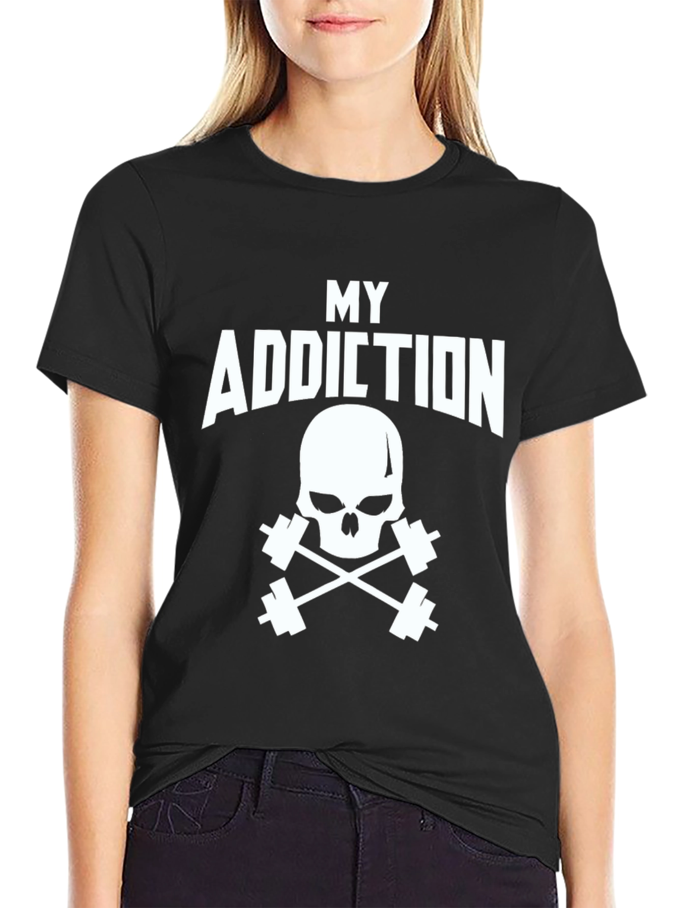 My Addiction Skull & Dumbbell Black T-Shirt