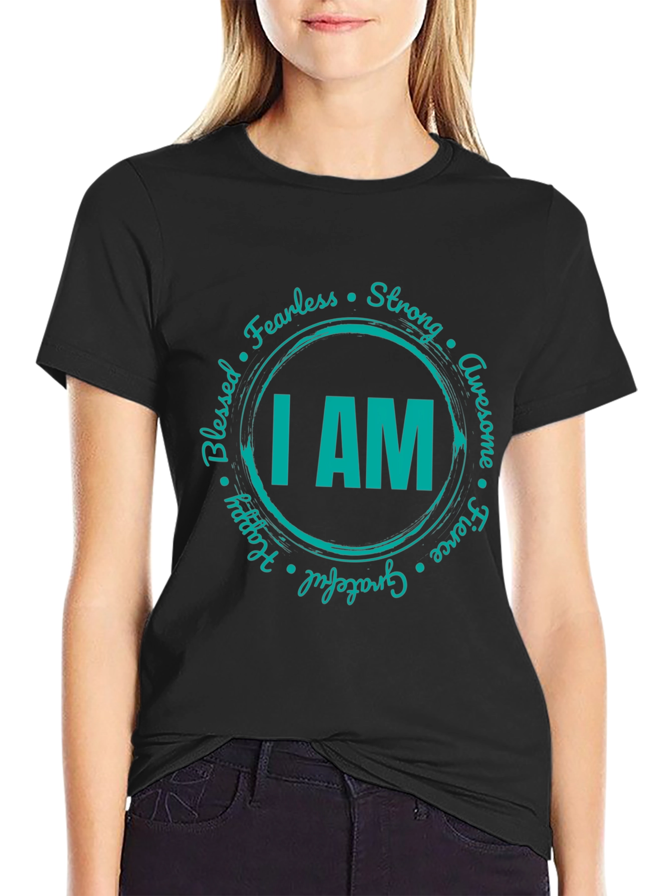 I AM Graphic Print Black T-Shirt
