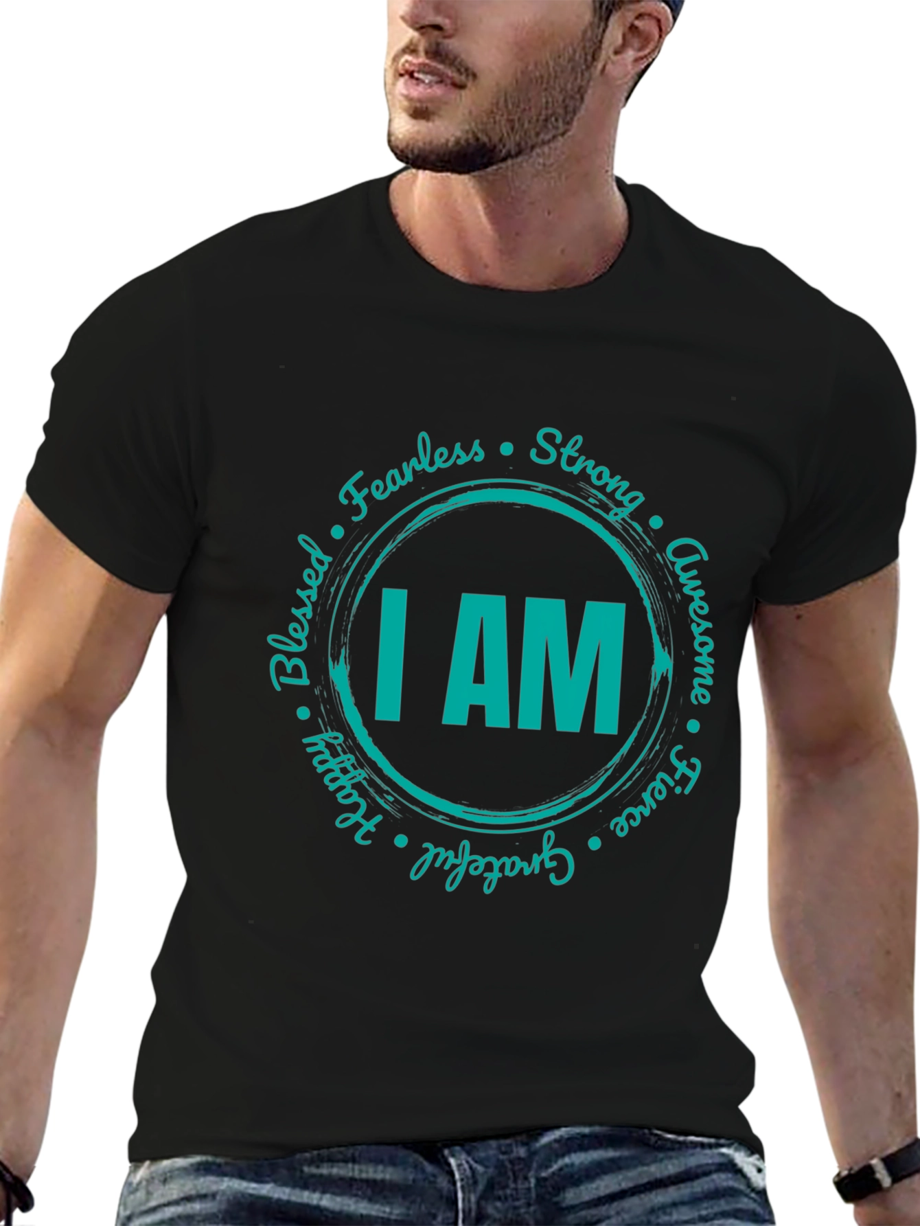 I AM Graphic Print Black T-Shirt