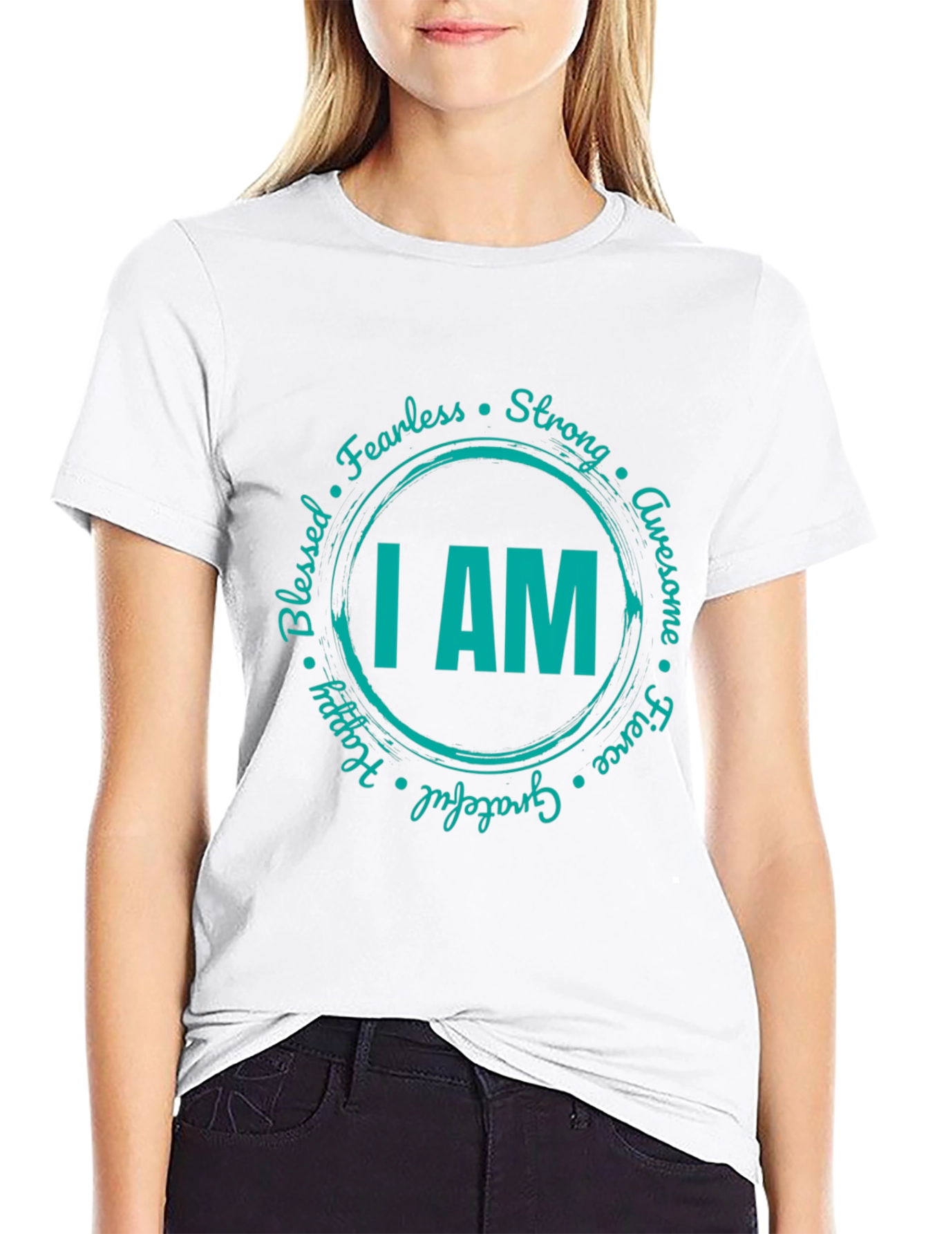 I AM Graphic Print Black T-Shirt