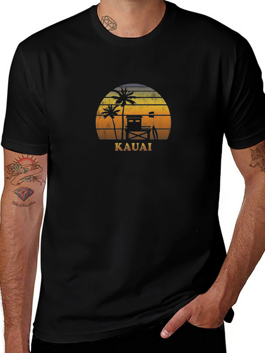 Kauai Sunset Graphic Tee - Tropical Vacation Shirt