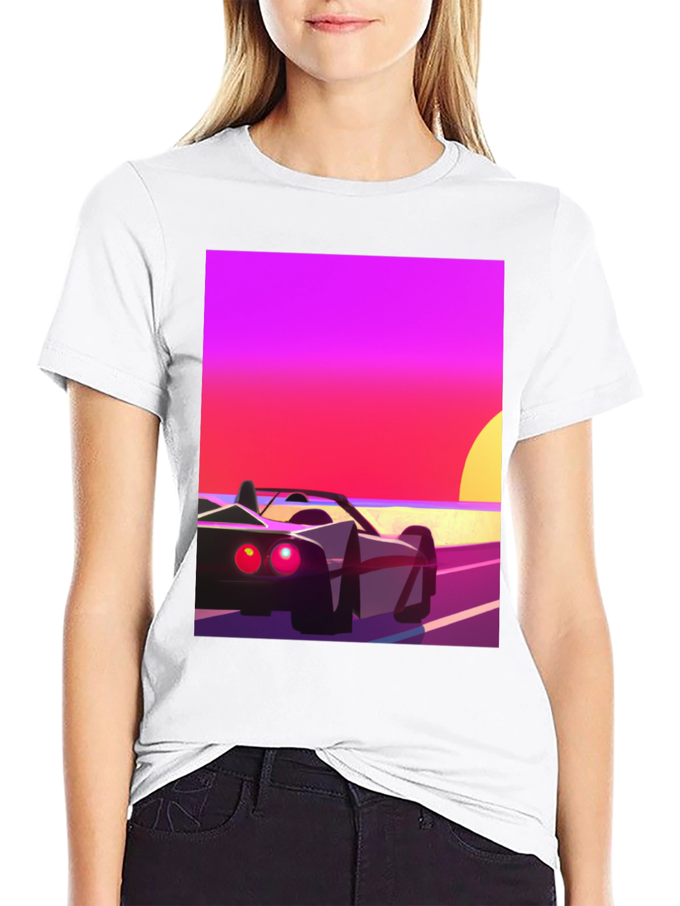Retro Sunset Car Graphic T-Shirt