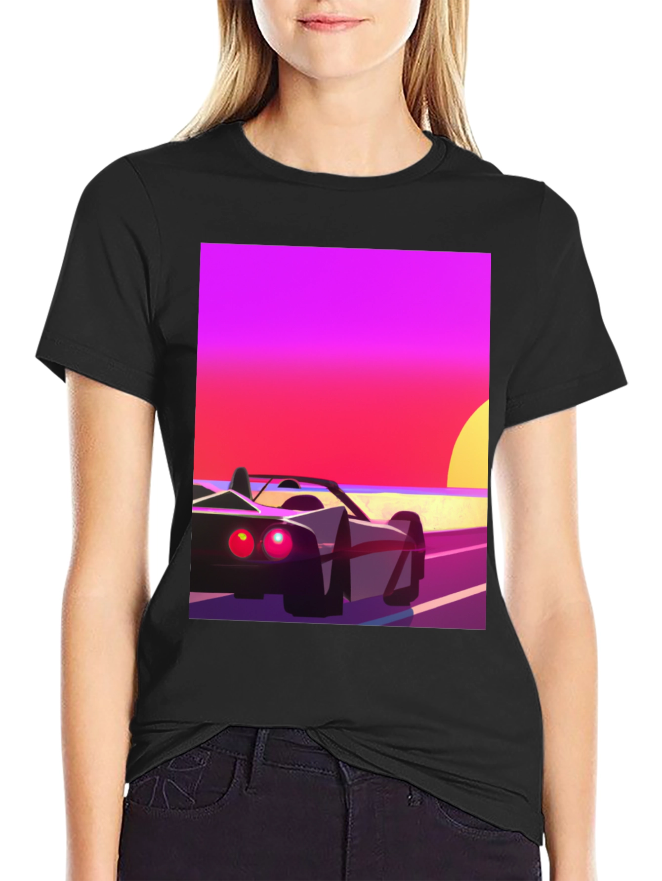 Retro Sunset Car Graphic T-Shirt