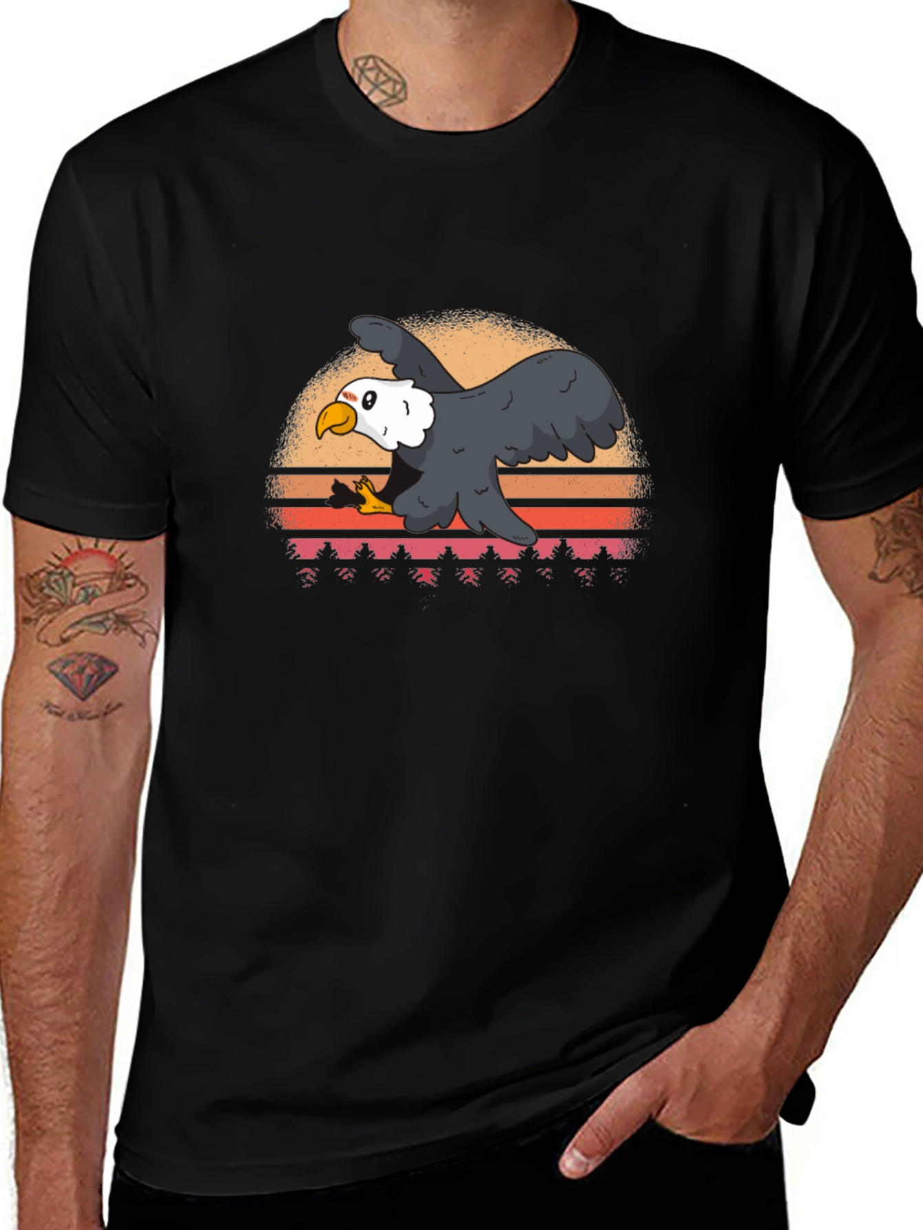 Eagle Sunset Graphic Tee - Retro Style