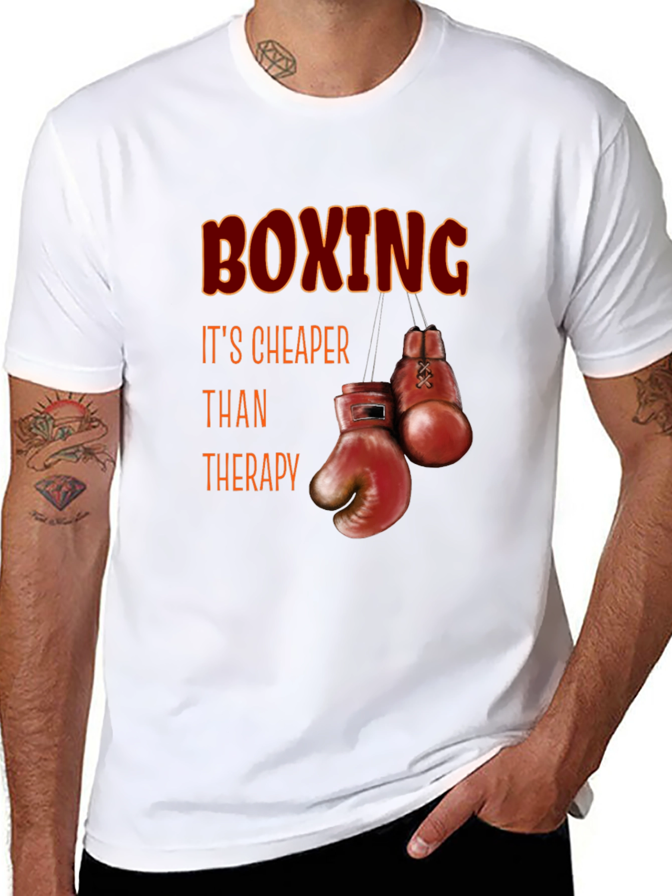 Boxing Cheaper Than Therapy Graphic T-Shirt
