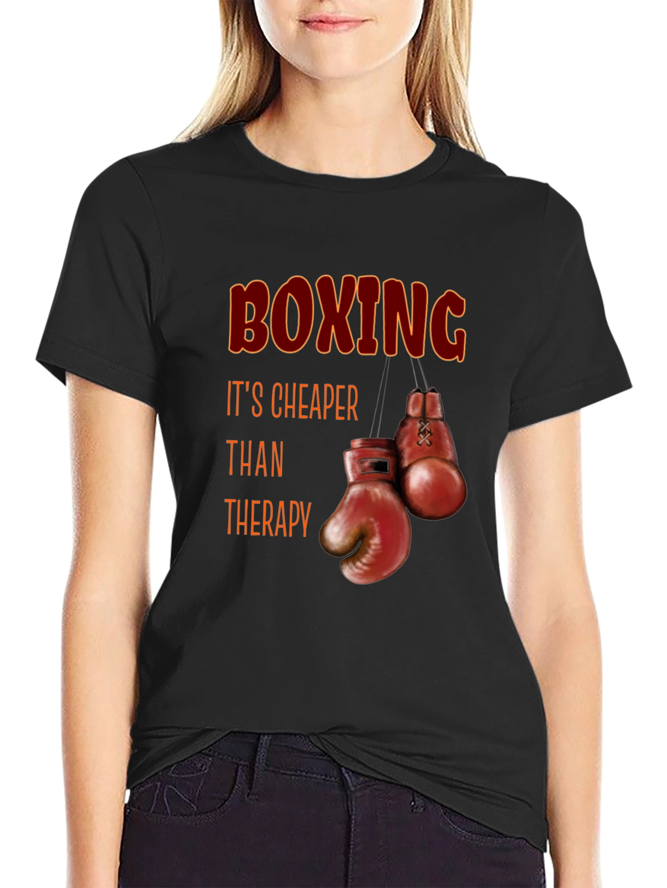 Boxing Cheaper Than Therapy Graphic T-Shirt