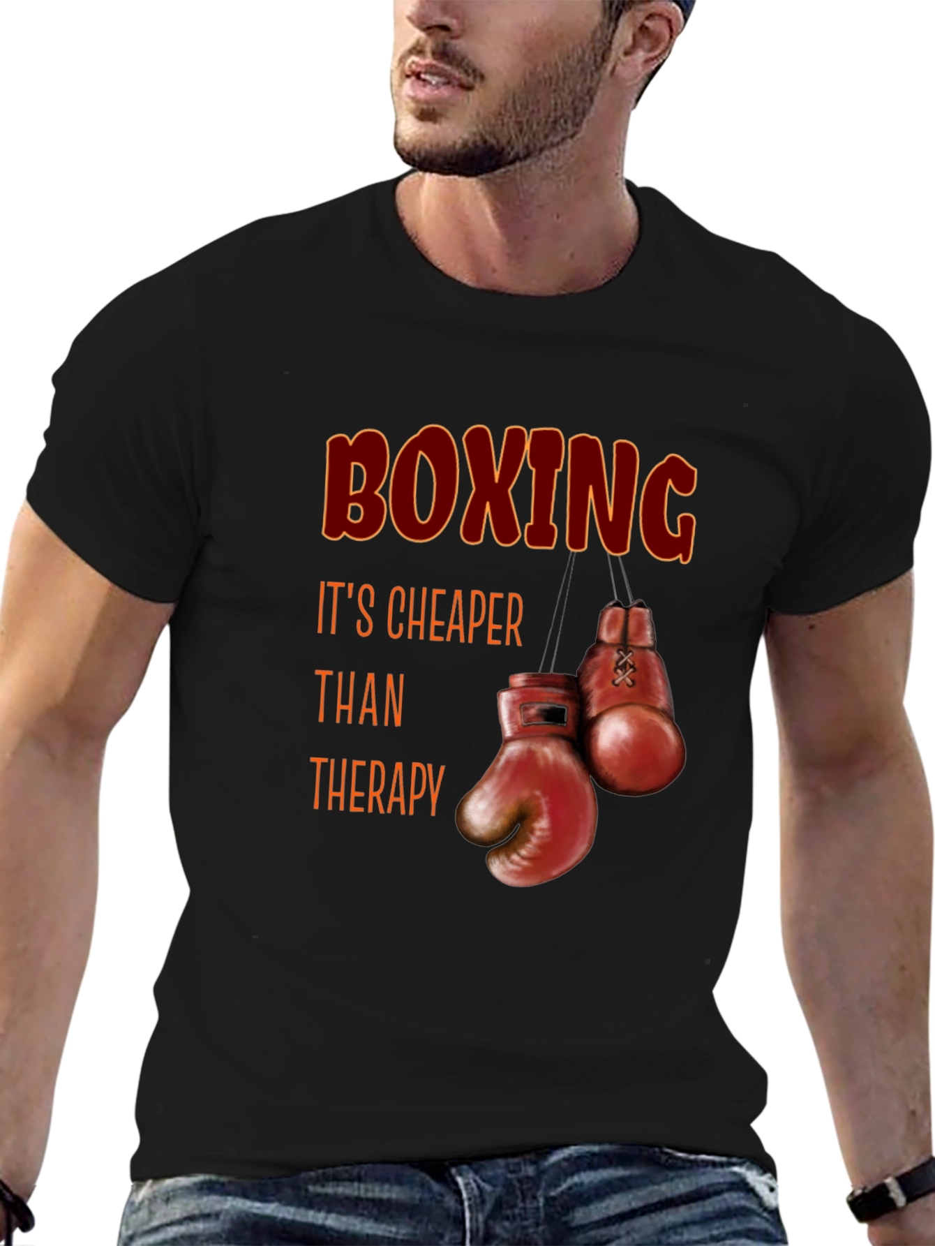 Boxing Cheaper Than Therapy Graphic T-Shirt