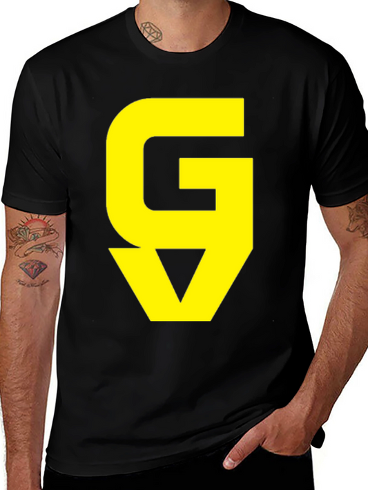 Graphic Tee: Yellow GV on Black Cotton