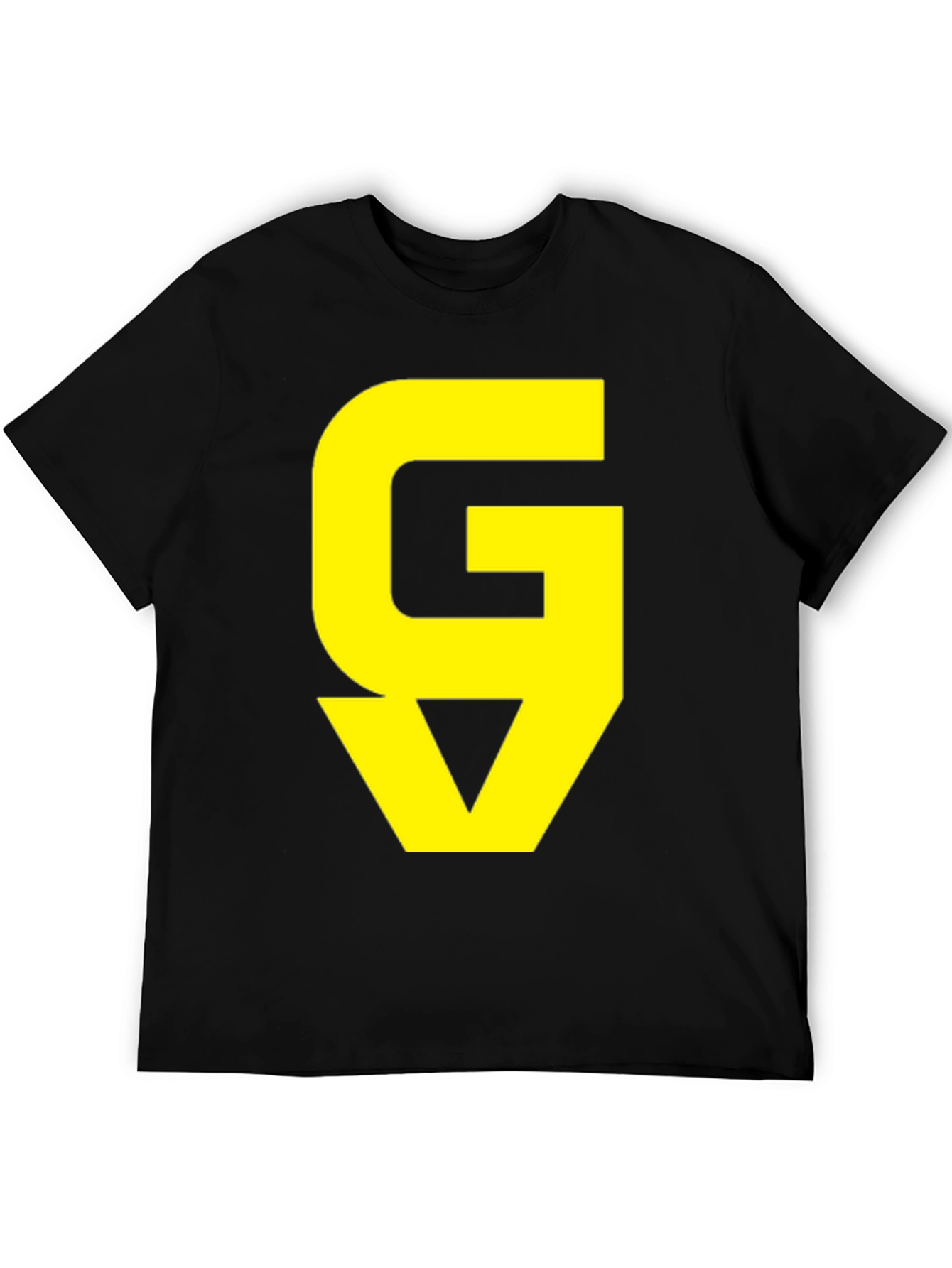 Graphic Tee: Yellow GV on Black Cotton